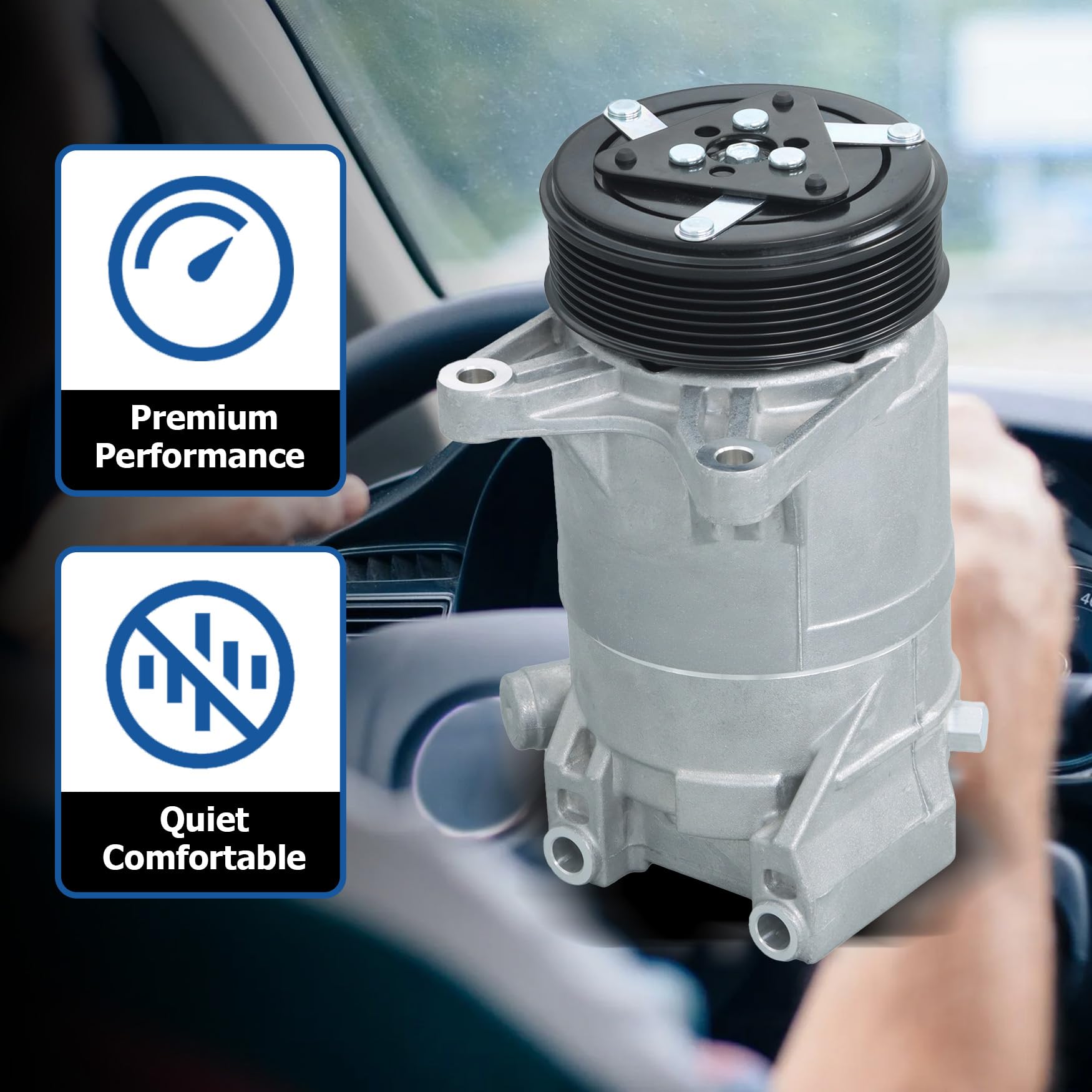 WFLNHB Compresor de CA y embrague A/C, puertos A/C 7 ranuras de repuesto para Nissan Maxima 3.5L 2009-2014, Murano 3.5L 2009-2014, Pathfinder 3.5L 2013-2015, Quest 3.5L 2011-2015 CO 11319C