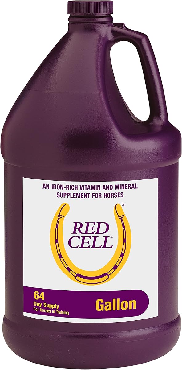 Farnam Horse Health Red Cell, suplemento líquido de vitamina-hierro-mineral para caballos, ayuda a llenar importantes vacíos nutricionales en la dieta del caballo, 1 galón, 128 onzas, suministro para 64 días | Suplemento líquido de vitaminas, hierro y minerales para caballos, ayuda a llenar importantes vacíos nutricionales en la dieta de los caballos