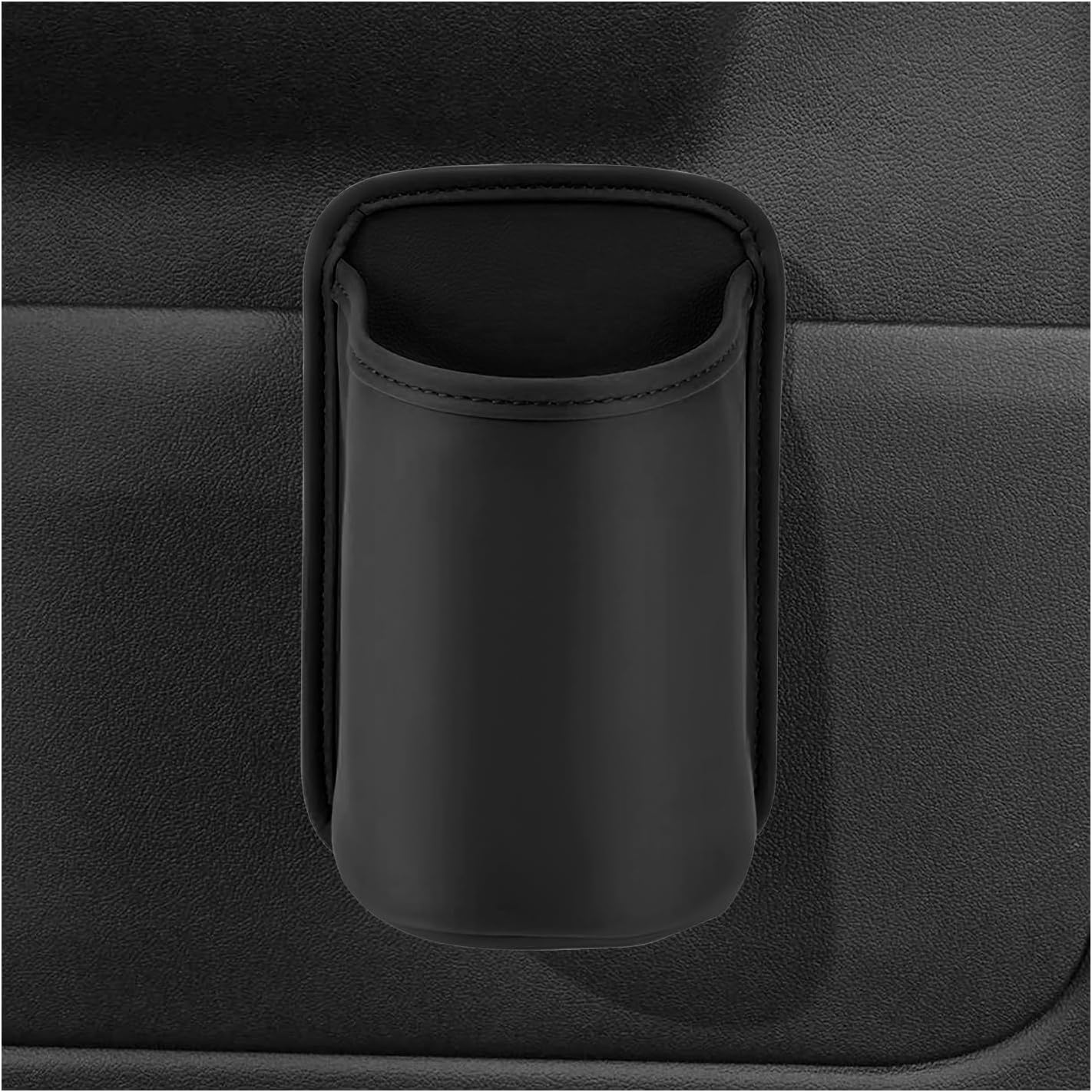 Large Cup Holder for Car Door, Scratch-Resistant Leather Clip On Water Bottle Organizer, Back Seat Hanging Cup Drink Holder Universal Interior Accessories for SUV Sedan Truck (Black)