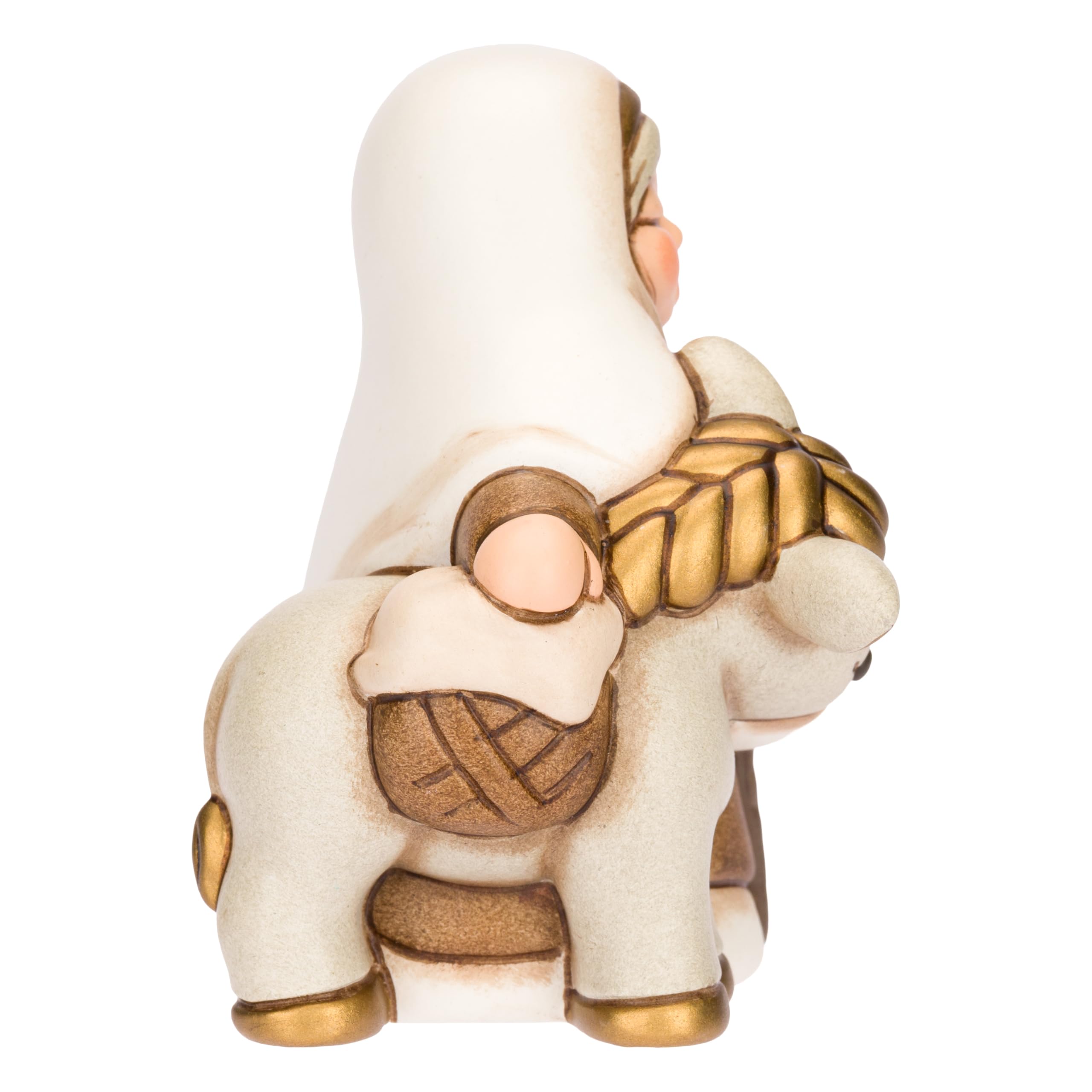 THUN - Nonna con asino in ceramica Presepe Classico, Bianco - 6,1 X 6,4 X 8,1 CM H - Ceramica