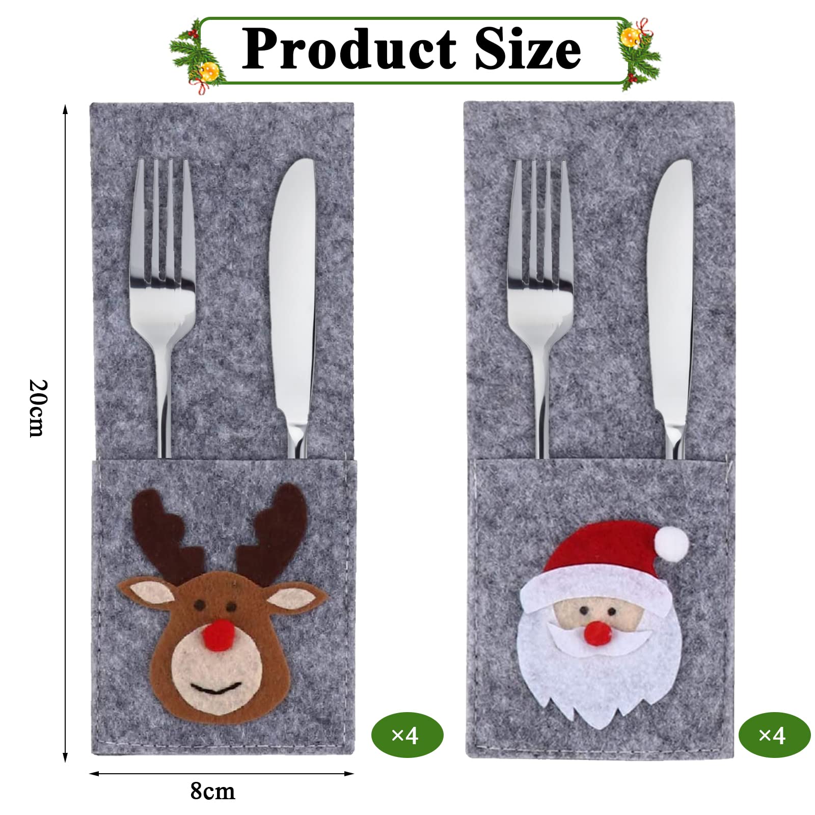 Pochette Couvert Noel 12 Pcs Porte-Couverts Sapin De Noël, Sac À Couverts De Noël, Porte Decoration Noel Table