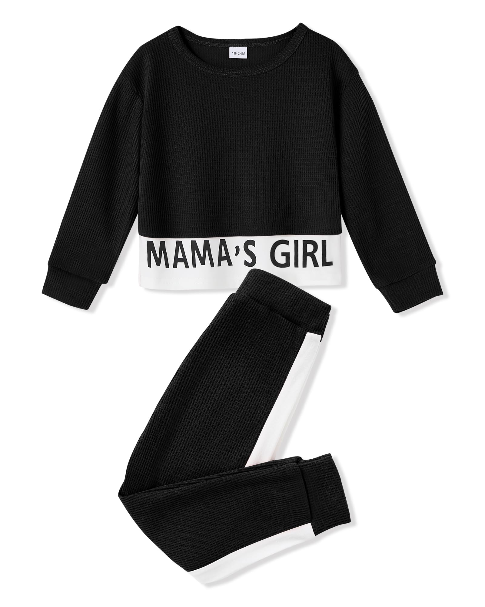 Ensemble 2 Pièces Bébé Fille Sweat + Jogging - Sweat Imprimé Lettres Mignon 1-6 Ans