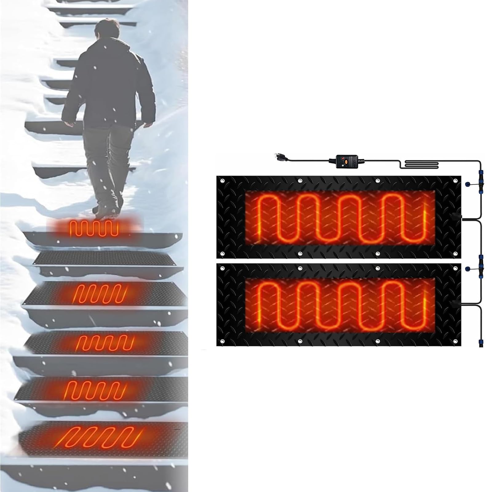 Tapis de sol en caoutchouc antidérapant pour éliminer la neige et la glace en hiver (40 x 200 cm x 2 pièces)