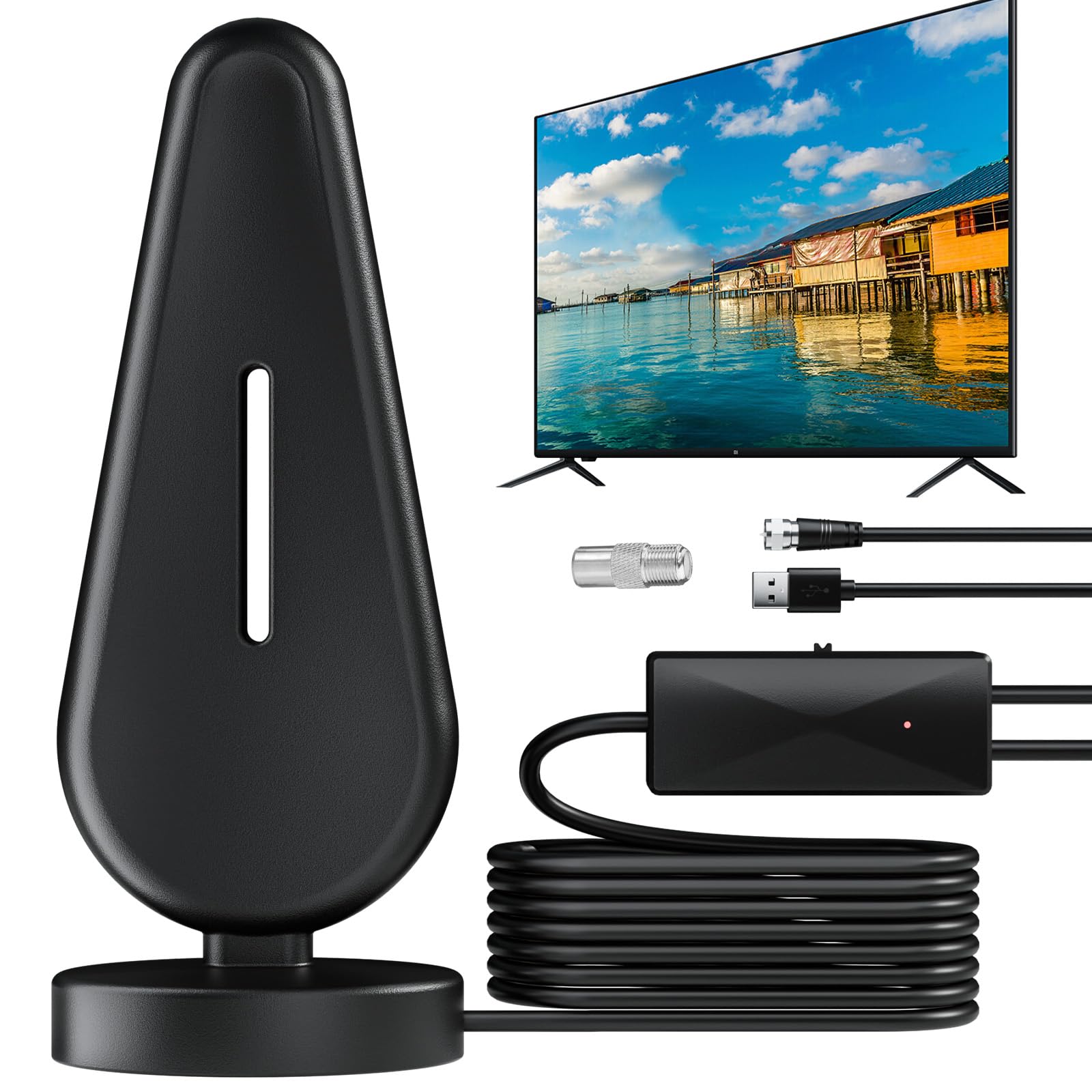 Antenne TV Intérieure Puissante - Optimisée pour 720p, 1080p, 4k - Réception Exceptionnelle des Chaînes TNT en Intérieur pour Une Expérience TV Impeccable