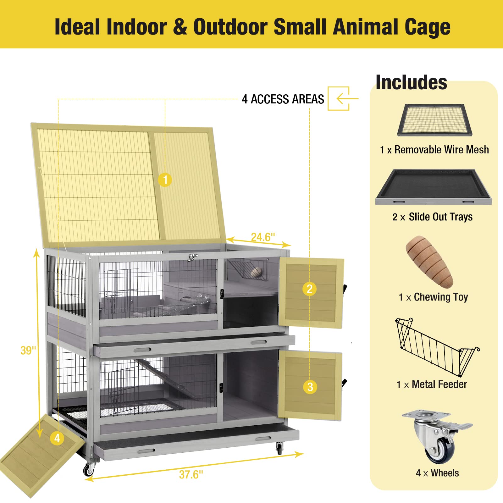 Buy Aivituvin Rabbit Hutch Outdoor Rabbit Cage Indoor on Wheels Bunny