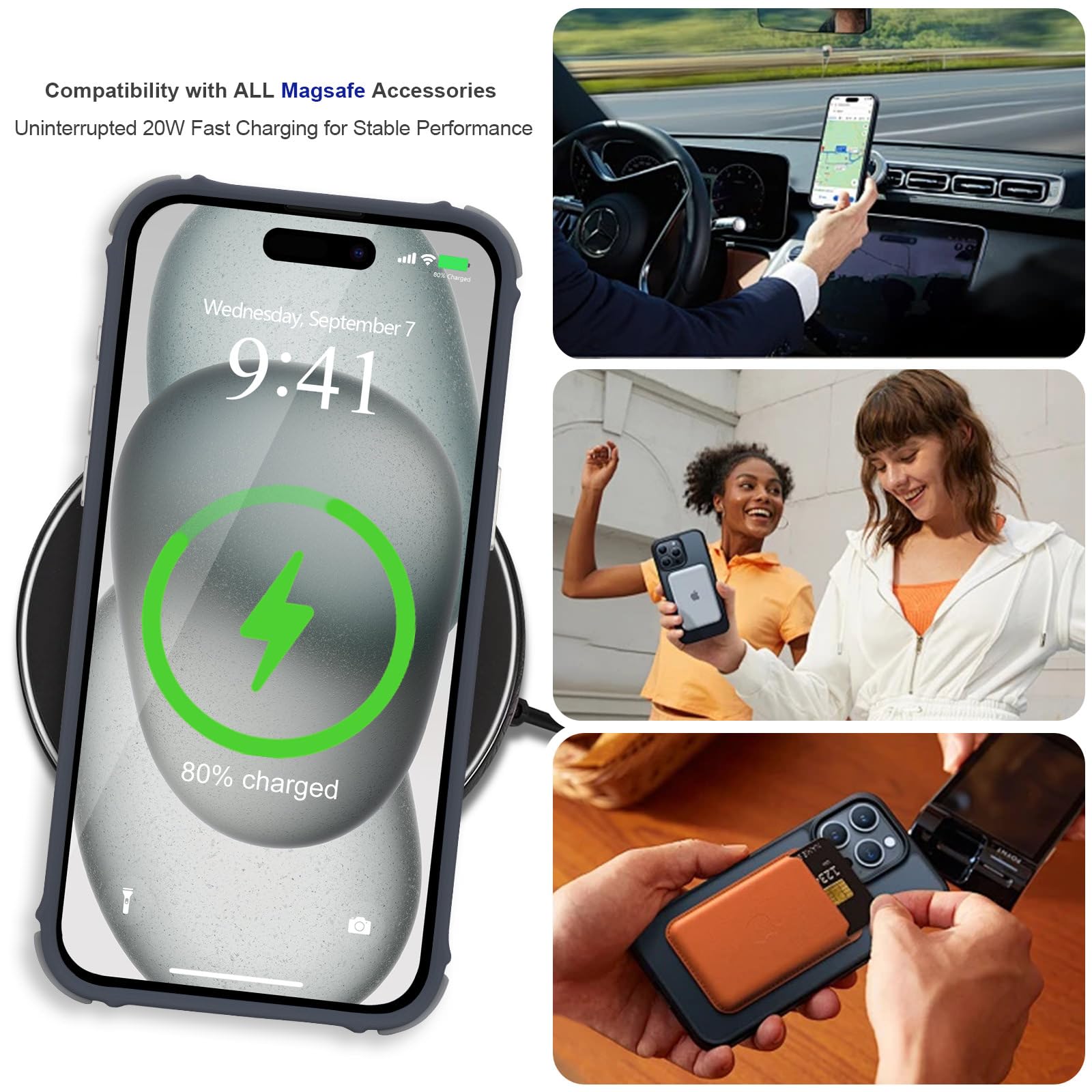 LLZ.COQUE Magnetic Case for iPhone 15 Pro Max, Compatible with Magsafe Translucent Matte Anti-Slip Phone Case - Image 3