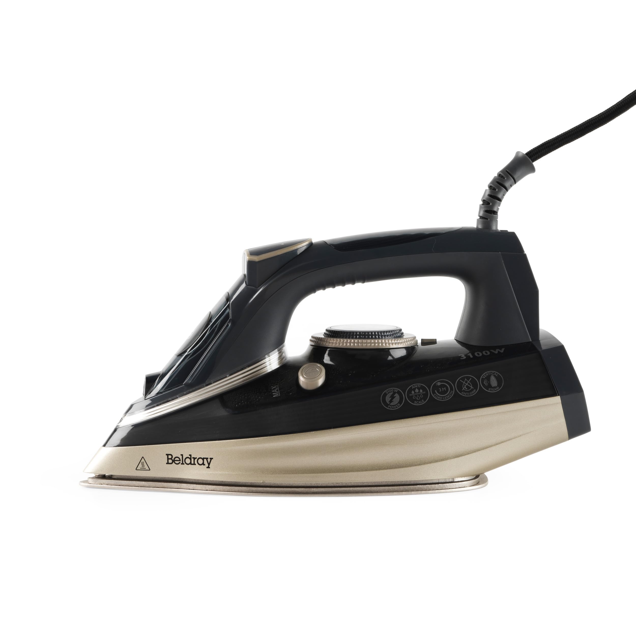 Beldray BEL0820PL Ultra Ceramic 3100W Steam Iron - Dual Soleplate Technology, Variable Temperature Control & Continuous Steam, Easy Grip Handle, 300ml Water Tank, Anti-Calc/Drip Function, Platinum