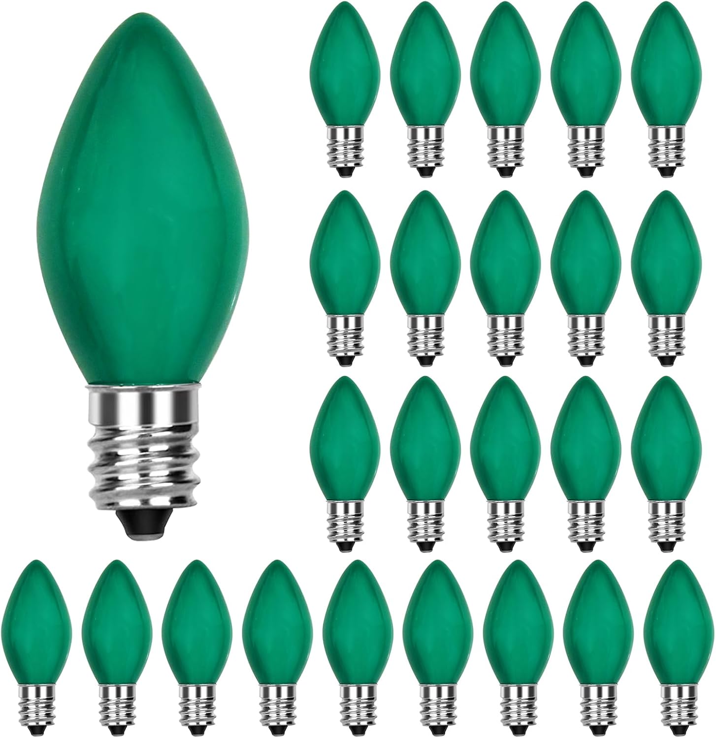 Konictom 25 Pack C7 Green Christmas Replacement Light Bulbs, C7 Vintage Multicolor