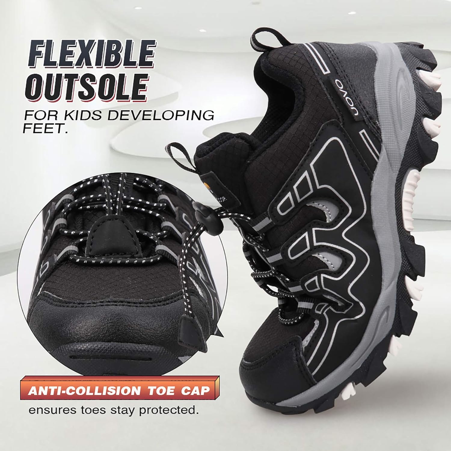 UOVO Boys Shoes Boys Tennis Running Sneakers Waterproof Hiking Shoes Kids Outdoor Fashion Sneakers Slip Resistant (Big/Little Boys) - Image 4