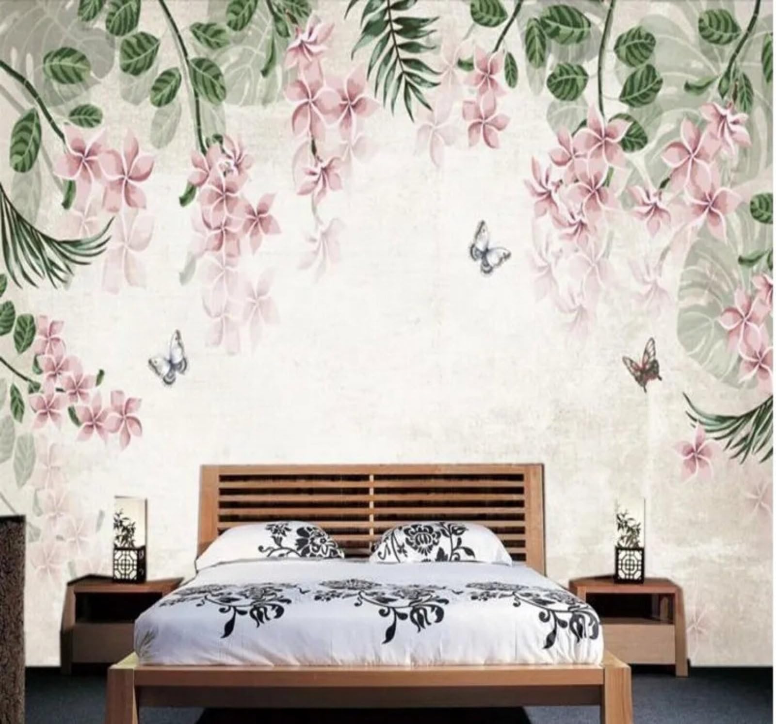 Vintage Hand Drawn Plants Flowers Butterflies 3D Wallpaper Easy Install Feature Office Living Room Sofa Bedroom TV Background Wall Decoration-300cm×210cm