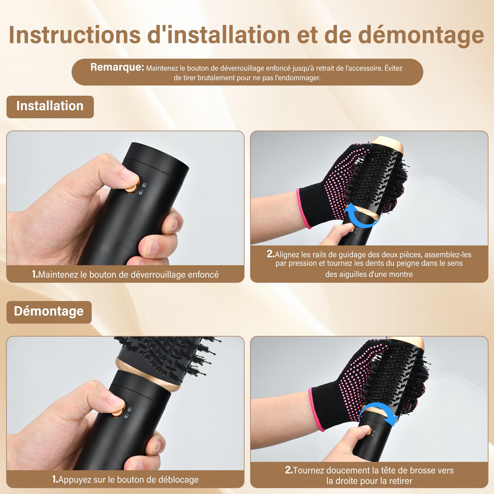 Air Styler 6 en 1 Kit Coiffure Multifonction, Sèche Cheveux, Brosse Soufflante Rotative, Fer à Friser, Peigne Lissant, Brosse Chauffante et Diffuseur pour Boucler, Lisser et Donner du Volume | Ensemble de brosses à cheveux
