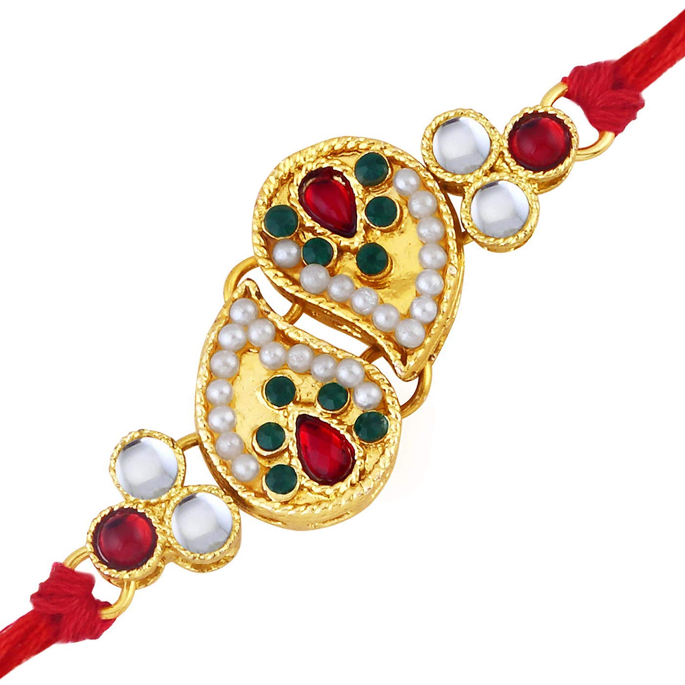 Sukkhi Rakhi Classic Kundan Designer Gold Plated Premium Rakhi for Brother With Roli Chawal & Greeting Card | Rakhi for Bhaiya | Rakhi for MEN | Kundan Rakhi | (RAK73416) (B07FMLFFM8) Amazon Price History, Amazon Price Tracker