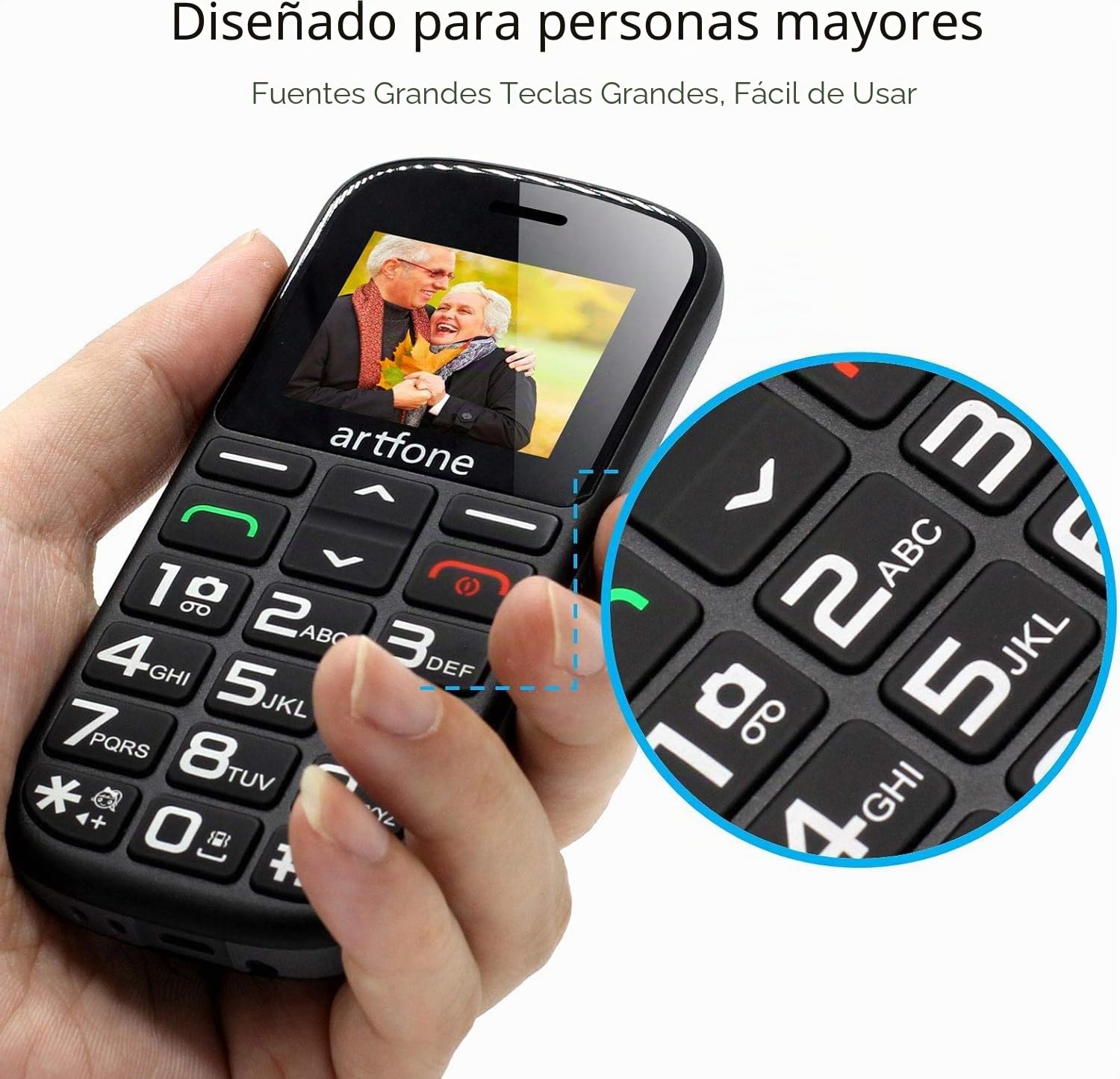 artfone CS182 Negro - gsm Teléfono Móvil para Personas Mayores丨Senior Móviles de Teclas Grandes丨Base de Carga丨Doble SIM丨FM丨Llamada Rápida丨Botón SOS丨Volumen Alto丨Batería de 1800 mAh丨Bloqueo de Teclas