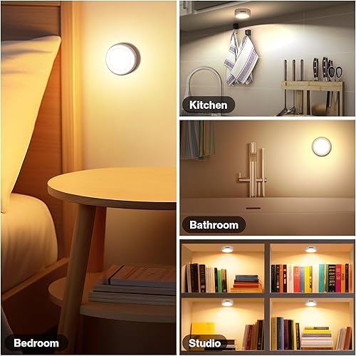 Vista 27 de Cadrim Luces de disco, 13 colores intercambiables LED de disco, luces regulables para debajo del gabinete, funcionan con pilas con 1 control remoto