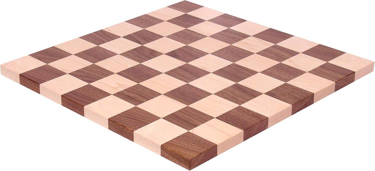 AmishToyBox Maple/Walnut Hardwood 18" Chess and Checkers Wooden Game Board, Amish-Made