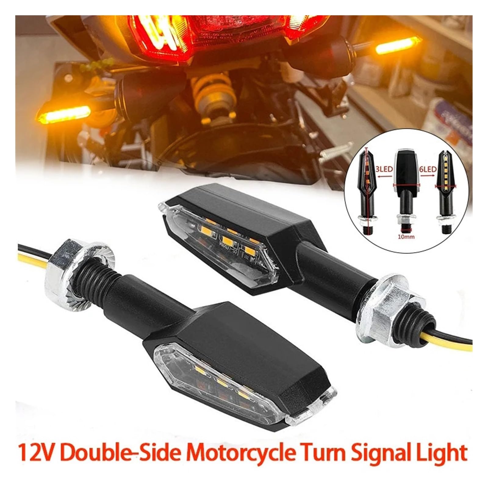 Indicatori direzione LED per moto Ambra 12V 10mm Indicatoris Motos