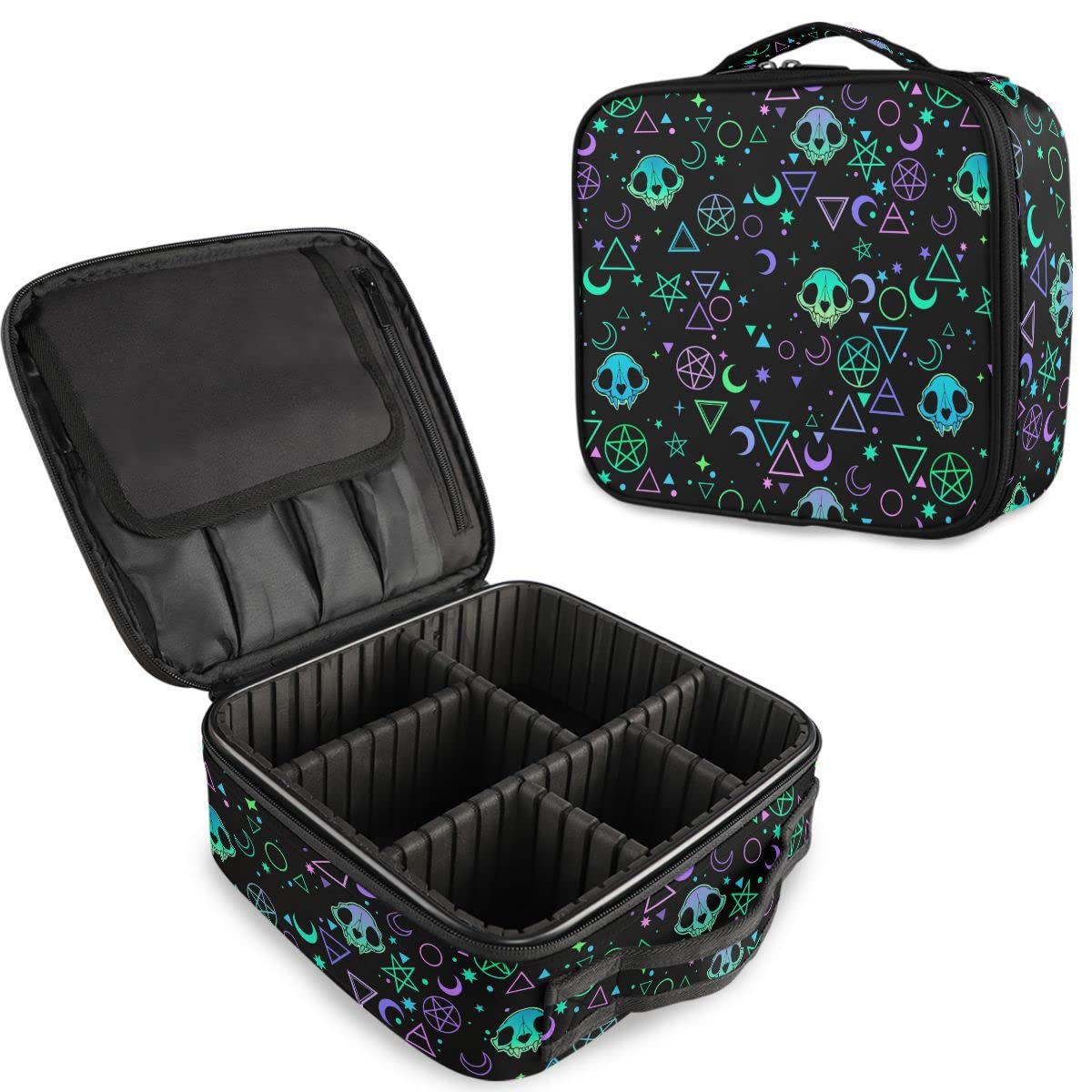 MNSRUU Women Makeup Bag Magic Skulls Makeup Bag Organizer Travel Cosmetic Bag for Teenage Girl Clear Make Up Bags with Zipper