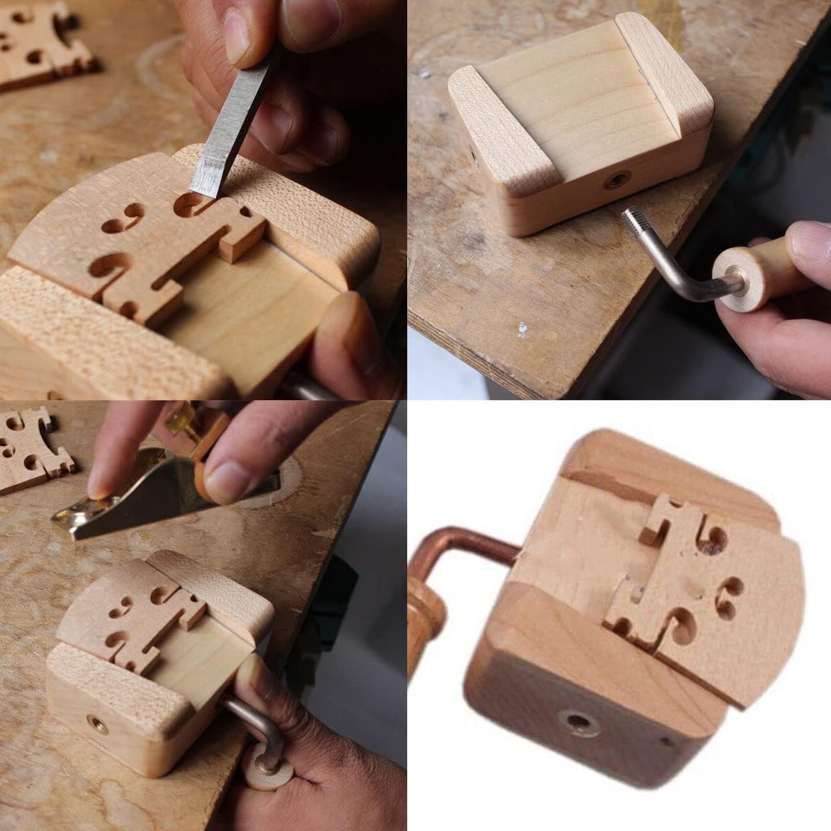 Violin Making Tools Steel Bridge Holder Clamp Fret Nut Saddle Slot Purfling Knife Cutting Slot Groove, Include Aluminum Alloy Straight & L-Handle 14Pack
