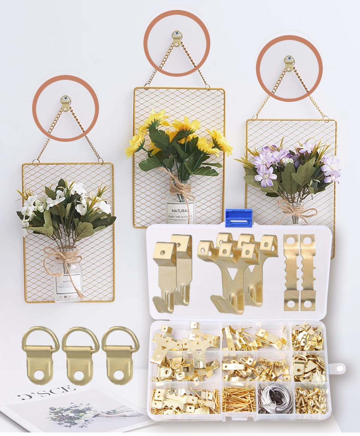 250 PCS Picture Hanging Kit, Heavy Duty Wall Hangers with Nails for Hanging Pictures, Renter Friendly Picture Hanging Hardware, Includes Hangers and Wall Hooks for Frames, and Photos