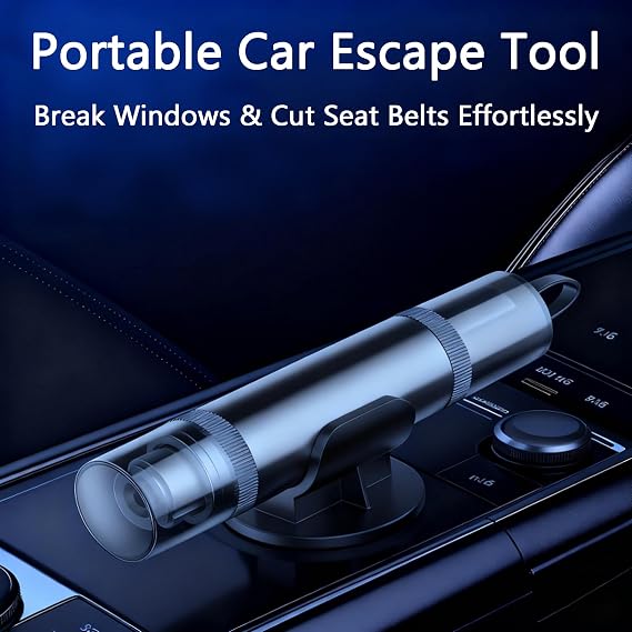 Car Safety Hammer 2-in-1 Mini Window Breaker & Seatbelt Cutter, Tungsten Steel Head Escape Tool (85 * 18mm) with Mounting Brackets for All Vehicles (2 Pack)