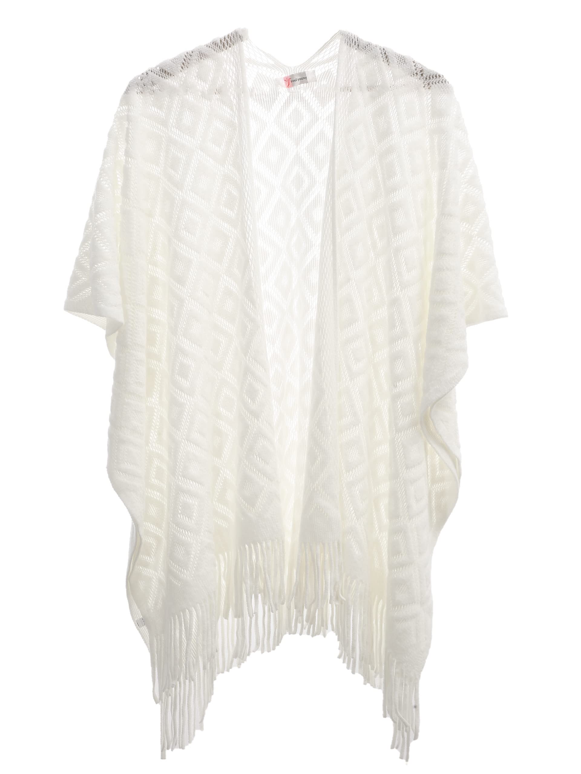 soul young Châle Femme Leger Ponchos et Capes Fringes Tricoté Pashmina