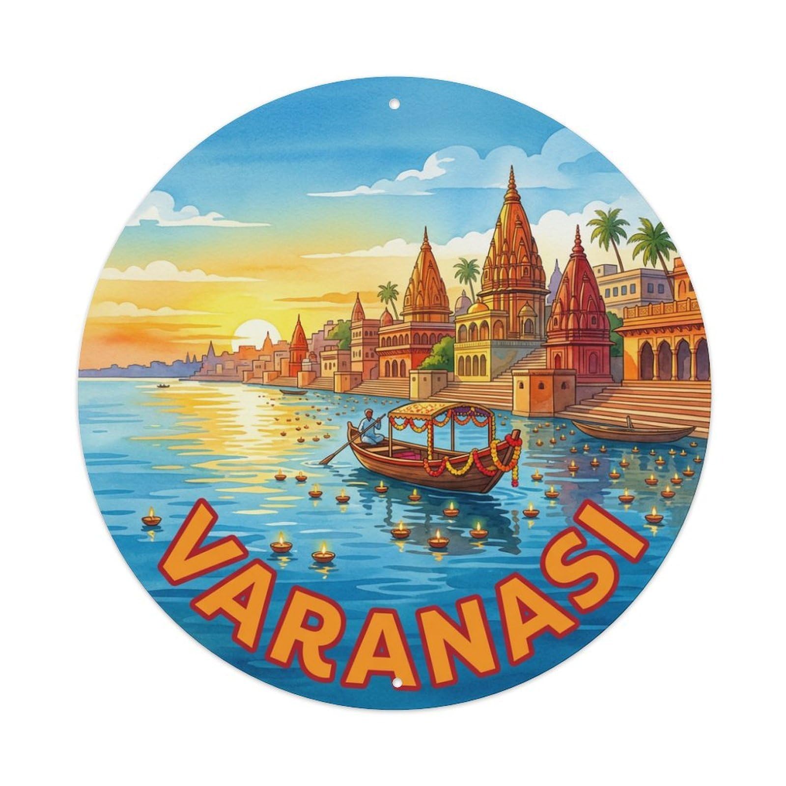 Travel Vintage India Varanasi Metal Tin Sign