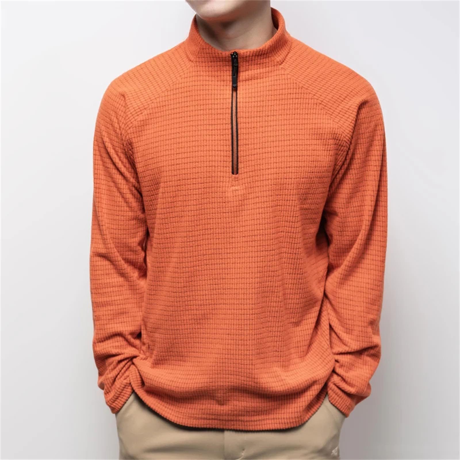 T-shirt da uomo a maniche lunghe traspirante con scollo rotondo a mezza zip a maniche lunghe Sport traspirante Pullover