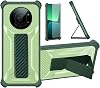 Case Compatible for Sharp Leica Leitz Phone 1 5g Phone Case Stand Cover [with 1 TempeGreen Glass Screen Protector] Hybrid Case [Folding Support Magnetic] [Frosted Anti-Fingerprint] ZJBB-Green