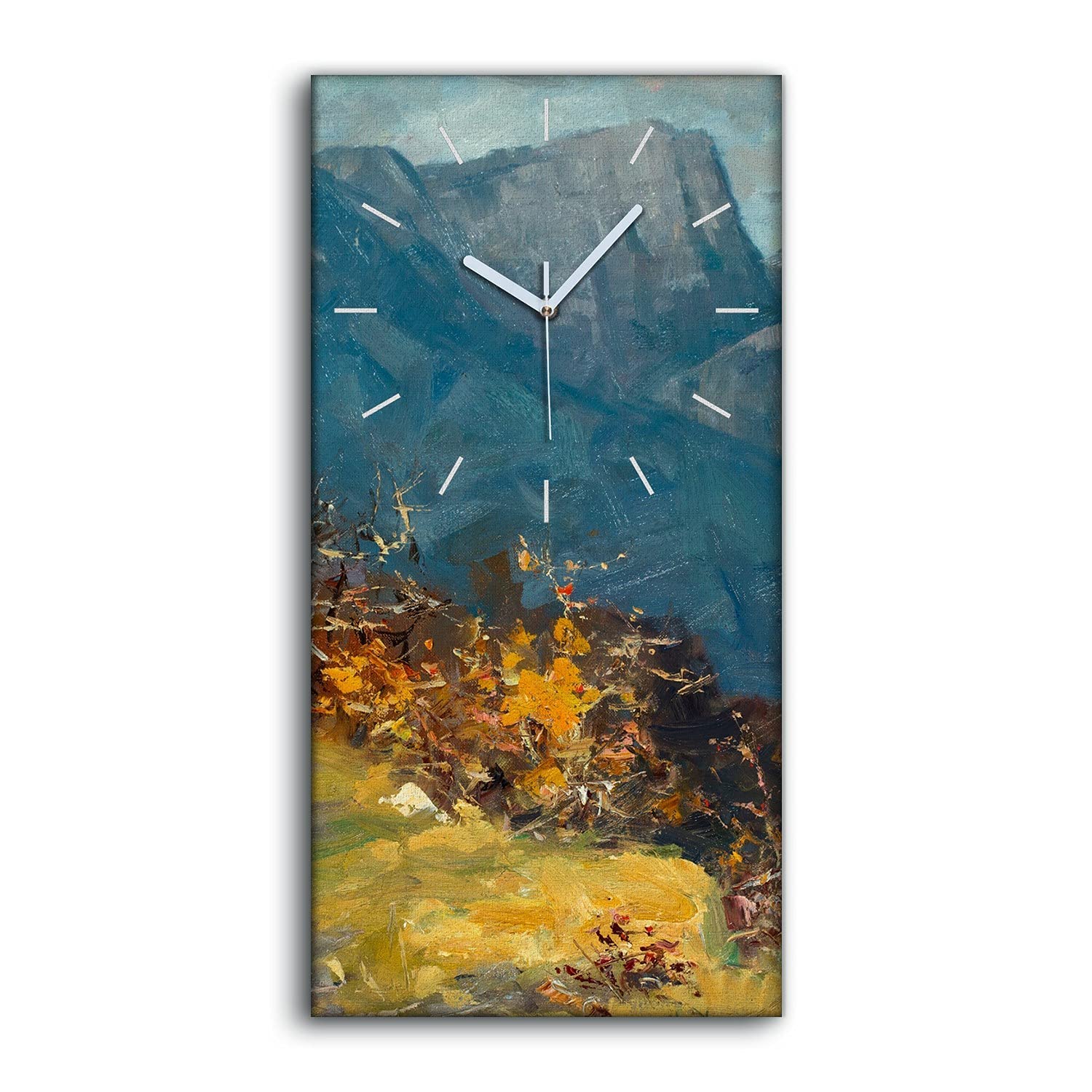 Horloge Salon et Chambre Toile Art Mural Décoration Montagnes Silencieuse
