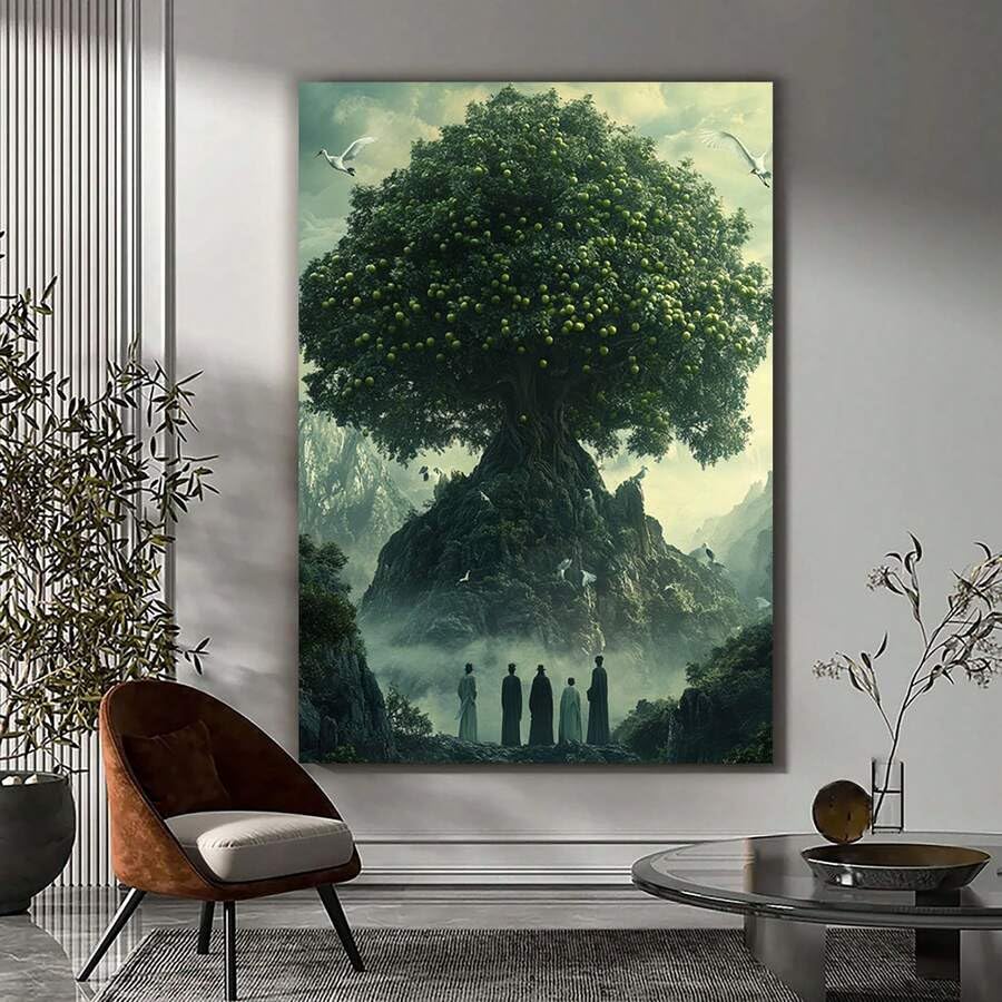 Arbre de vie tableau mural vintage pour salon et salle de bain
