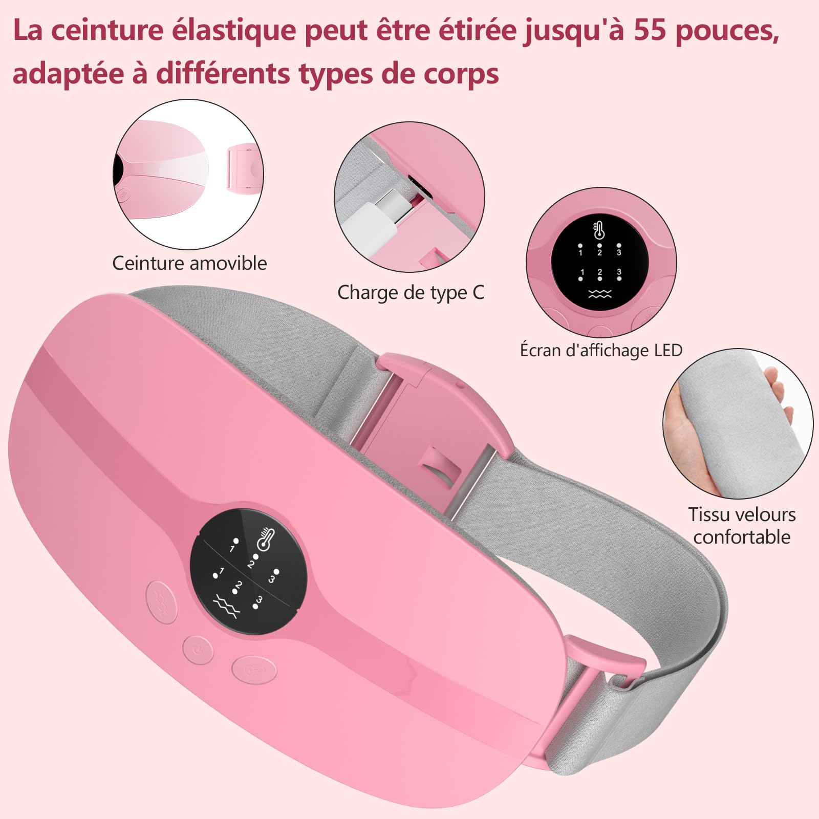 Cuscinetto Riscaldante Senza Fili Con Massaggio Vibrante Per Schiena - Supporto Lombare Portatile Con 3 Calori E 3 Vibrazioni, Batteria Ricaricabile
