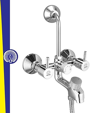 MAYUR CICH, Brass Wall Mixer for Bathroom 3 in 1 for Over Head Shower and Hand Shower Set Arrangement (FLARE-5710)