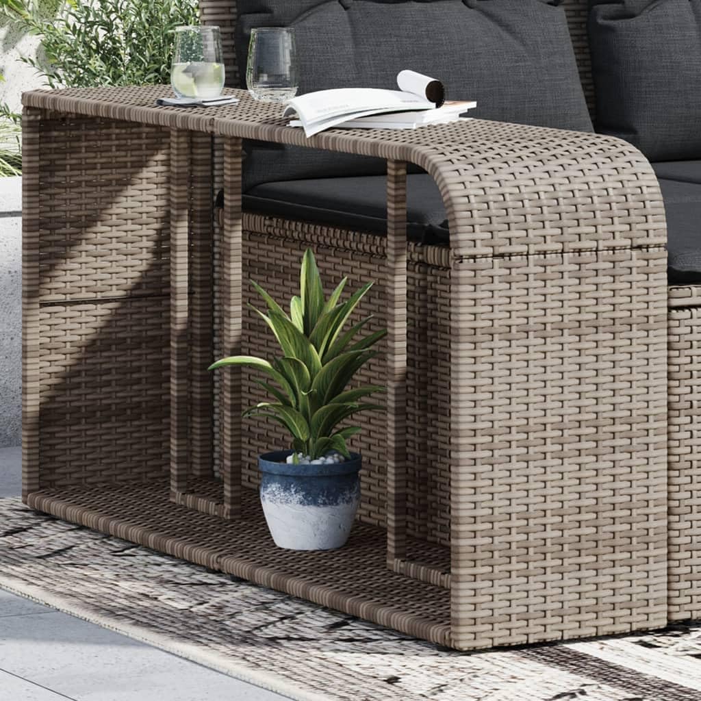 Outdoor-Regal Set aus Poly-Rattan, 2er Set Gartenregale für Pool und Terrasse, Wetterfestes Stauraum-Regalsystem, Grau