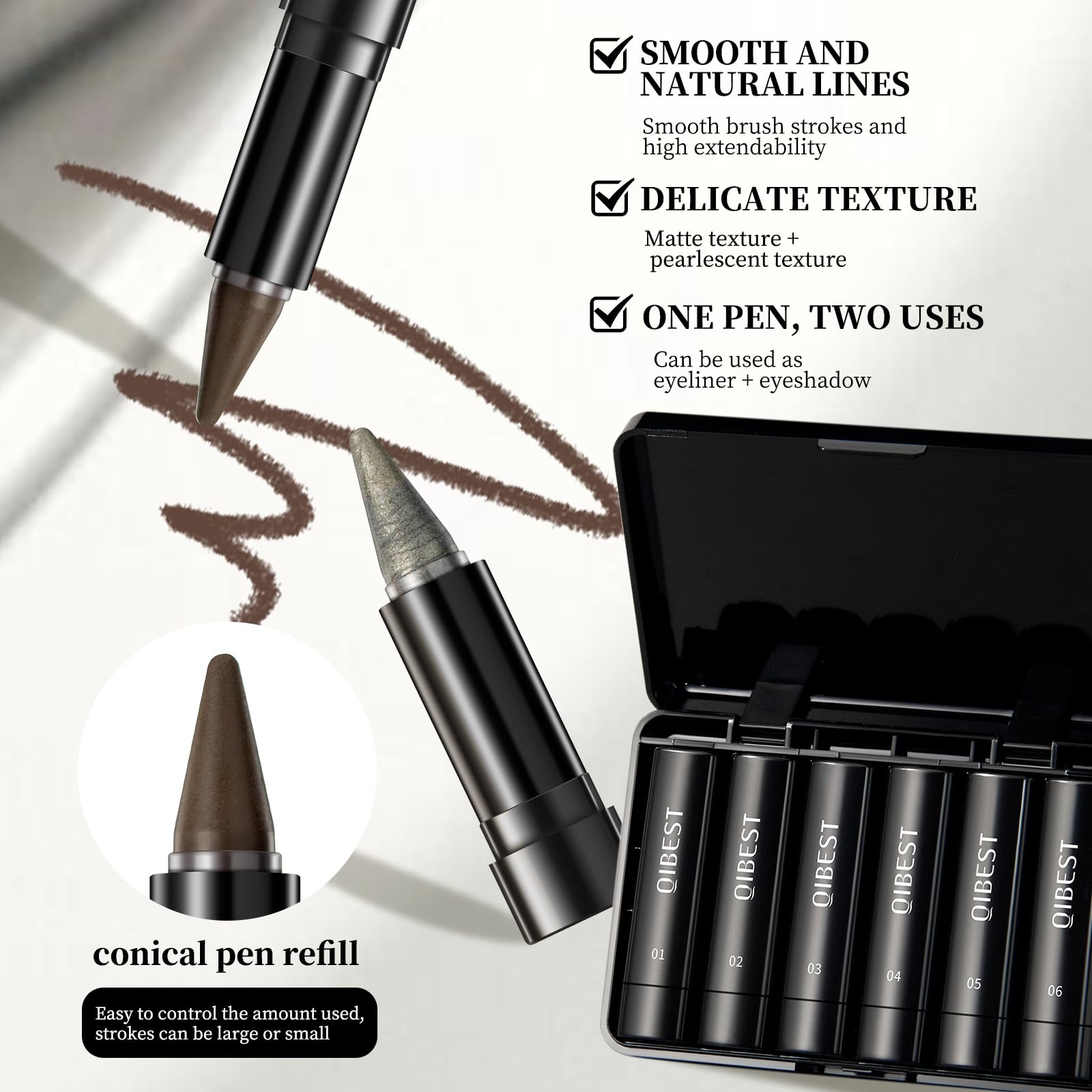 6 Colors Gel Eyeliner Pencil,Waterproof Smudge Proof Liquid Eye Liner,Matte Black Eye-liner Pencil,Smoky Eyeshadow Palette Halloween Makeup - Image 4