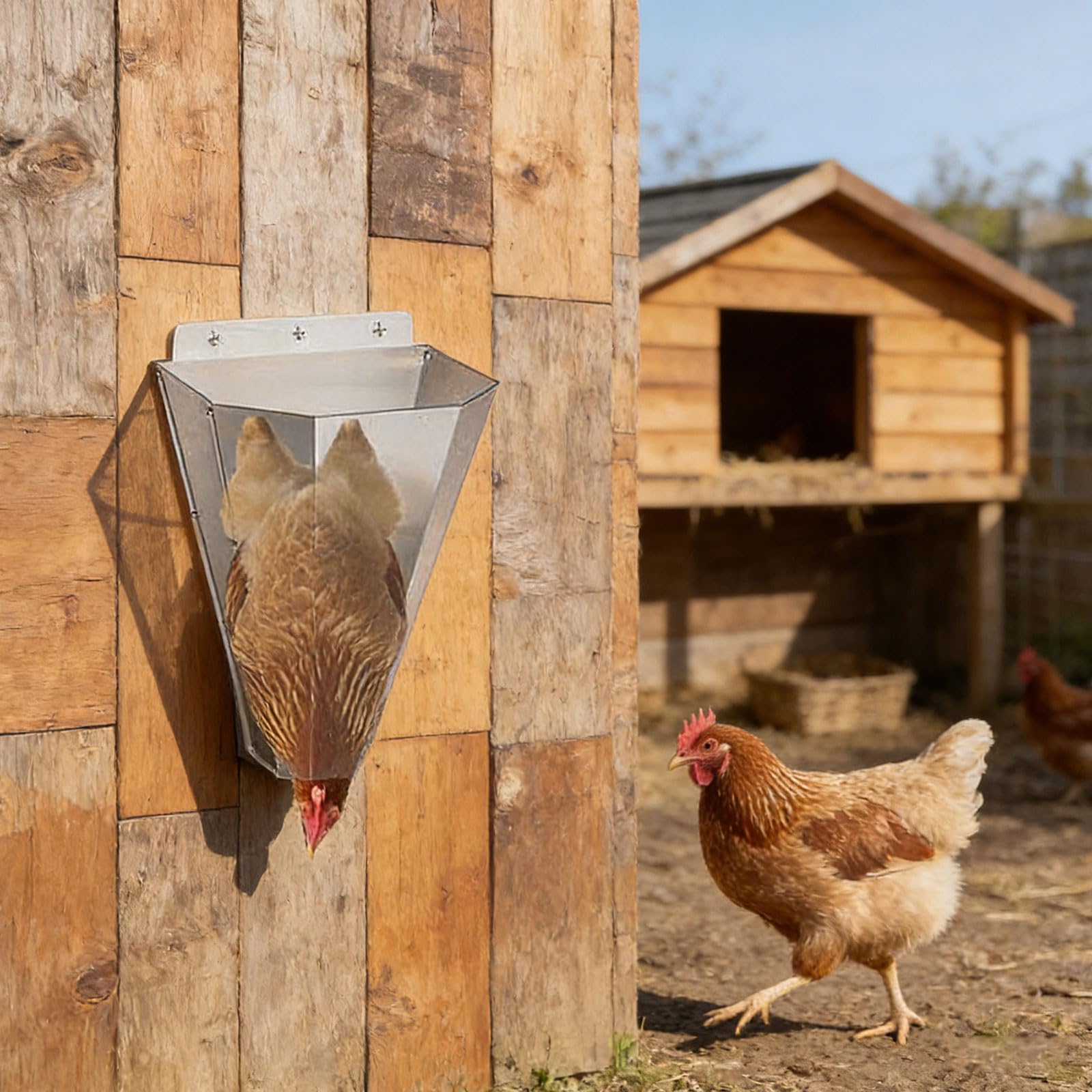 Compact Poultry Funnel Point With Gauntlets – Rustless Stainless Steel Handling Tool For 8–18 Lb Birds, Wall-Mountable With 3 Screw Holes