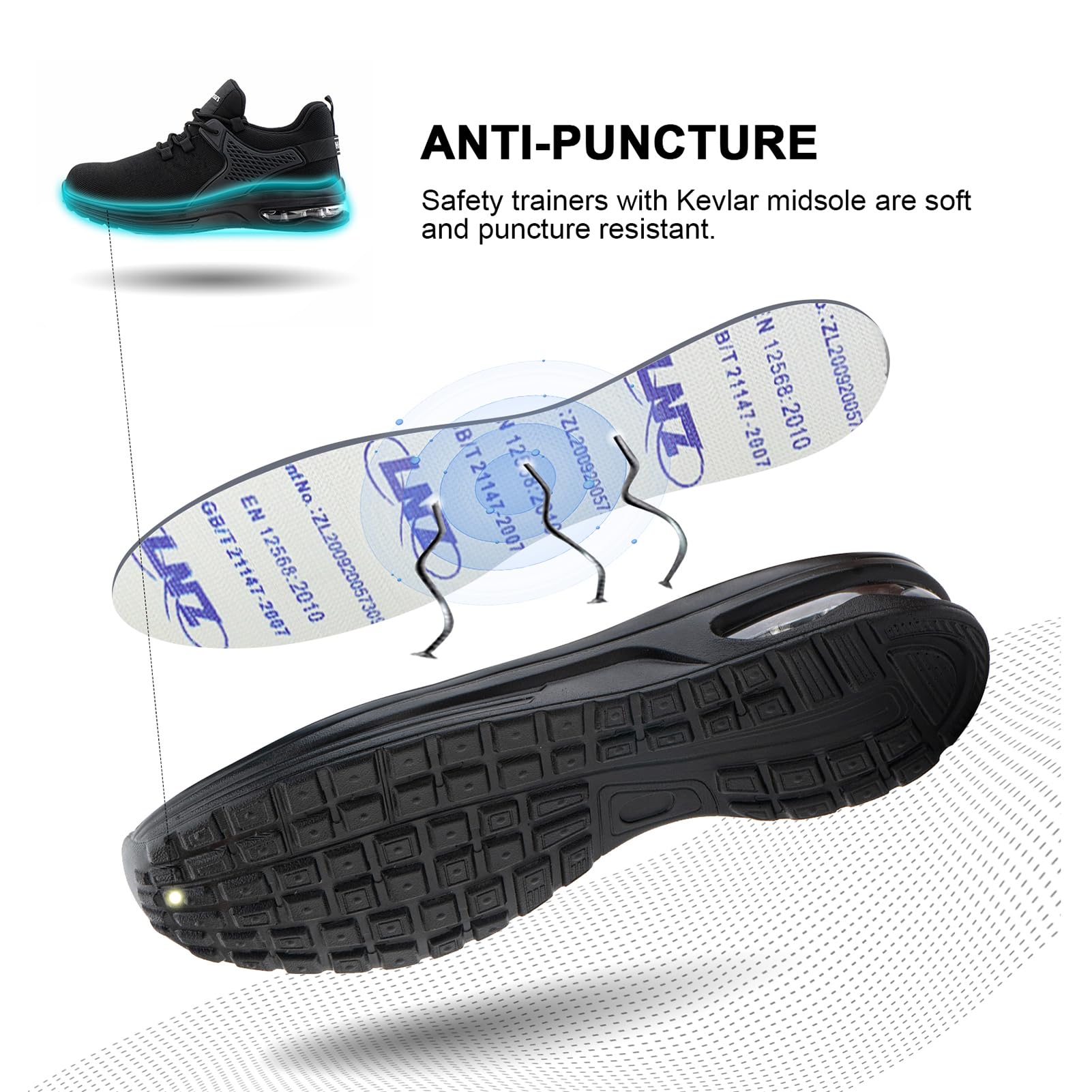 Hitmars Scarpe Antinfortunistiche Uomo Donna Scarpe da Lavoro S3 Safety Shoes S2 Scarpe Lavoro Scarpe da Cantiere Cucina Comode Nero Blu EU36-48