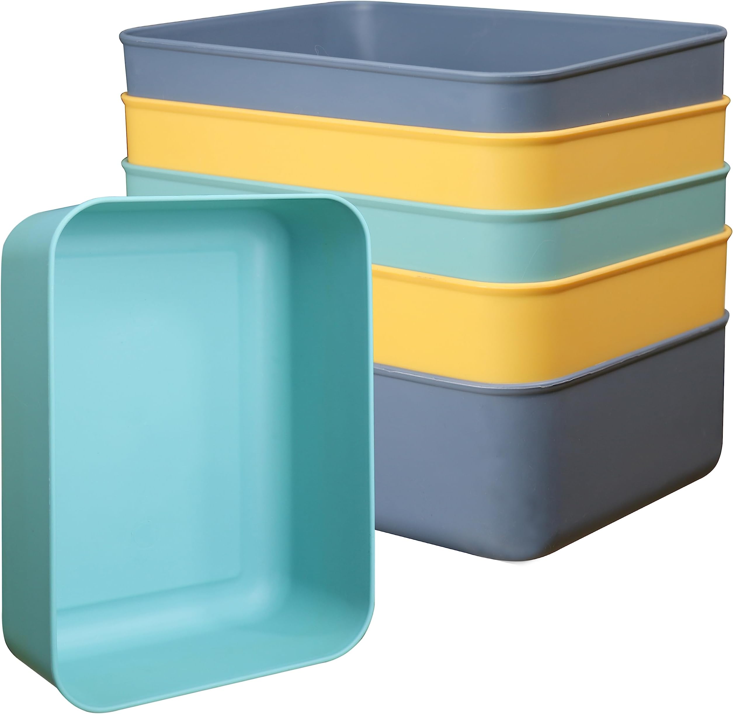 Freletry 6PCS Plastic Durable Storage Bins Organizer Baskets for Home Office Bathroom Kitchen Storage