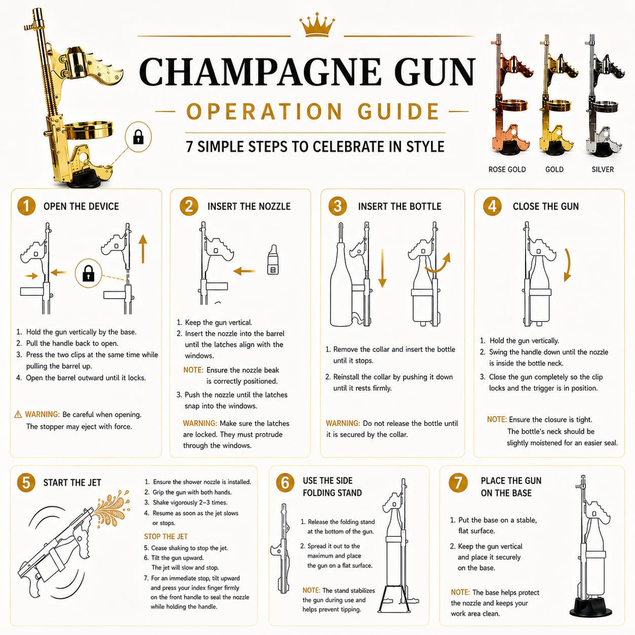 Tapón de vino multifuncional con eyector para botella de champán Rosegold | Juguete pulverizador de champán para cumpleaños, bodas, fiestas en piscina, ambiente navideño en bares