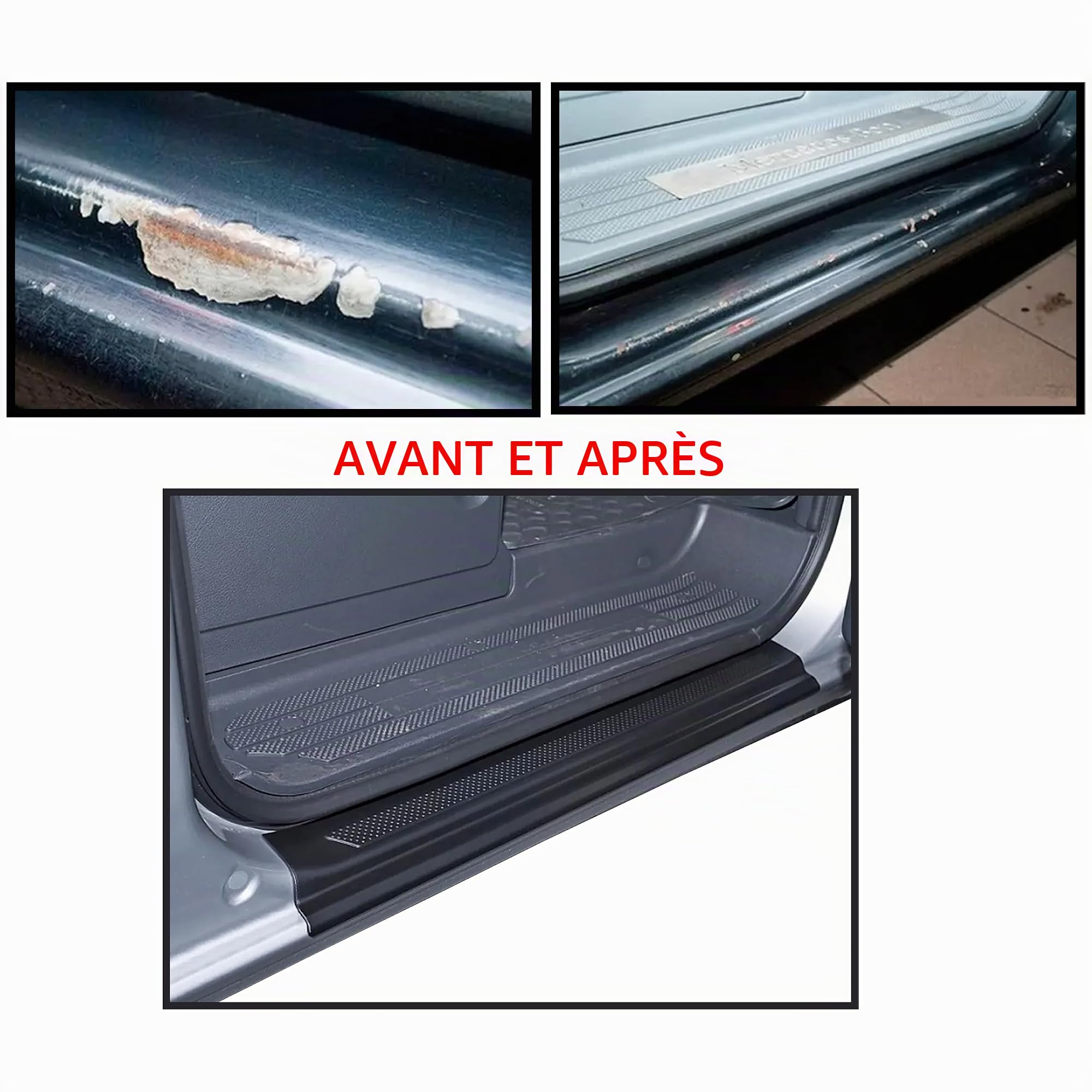 INLY Lot de 2 seuils de porte ABS noir compatibles avec Vito Viano Ambiente W639 (2003-2013)