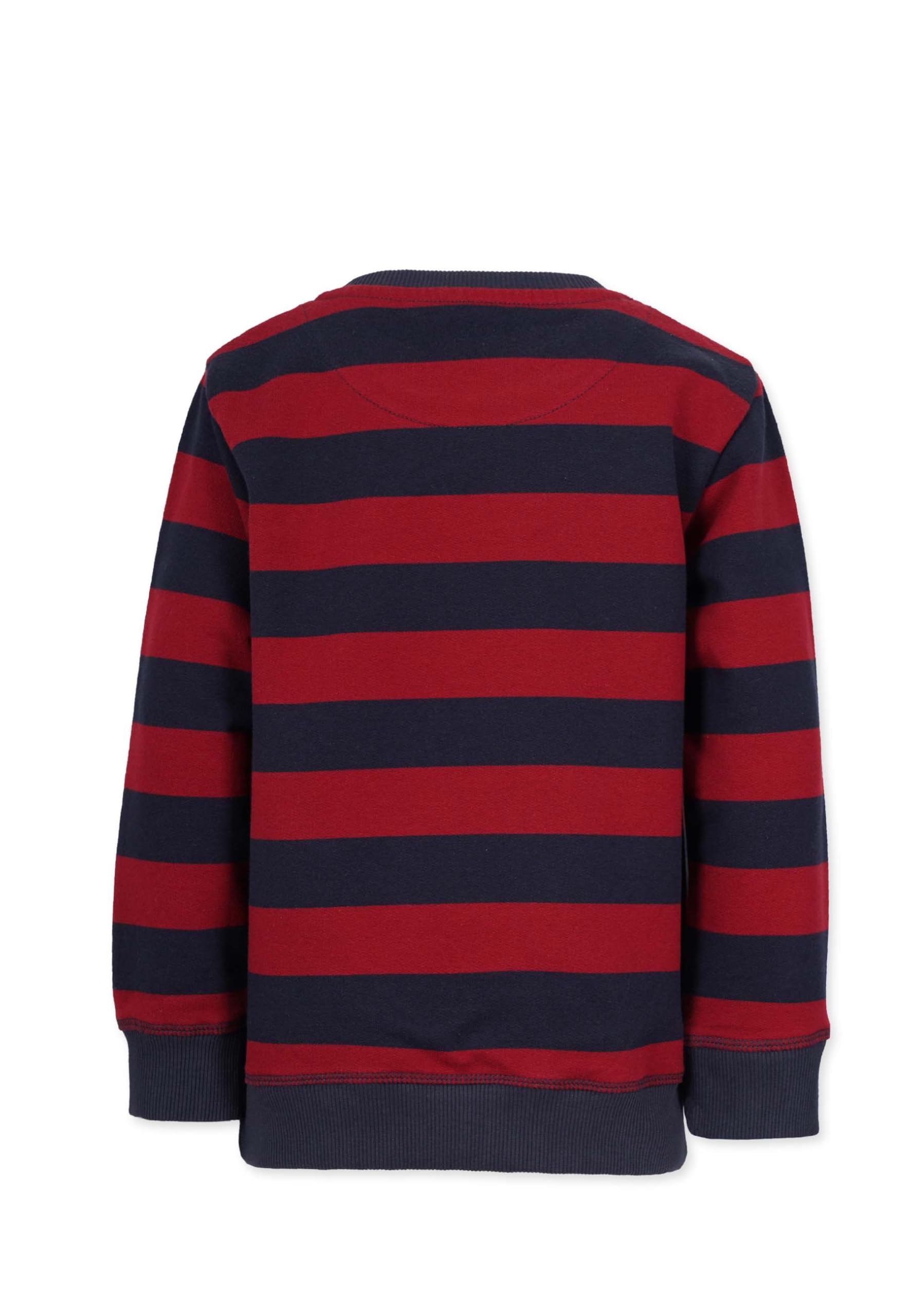 Band of Rascals Dziecięca bluza z długim rękawem w paski bawełna ekologiczna, Granatowy - Brick-Red, 140