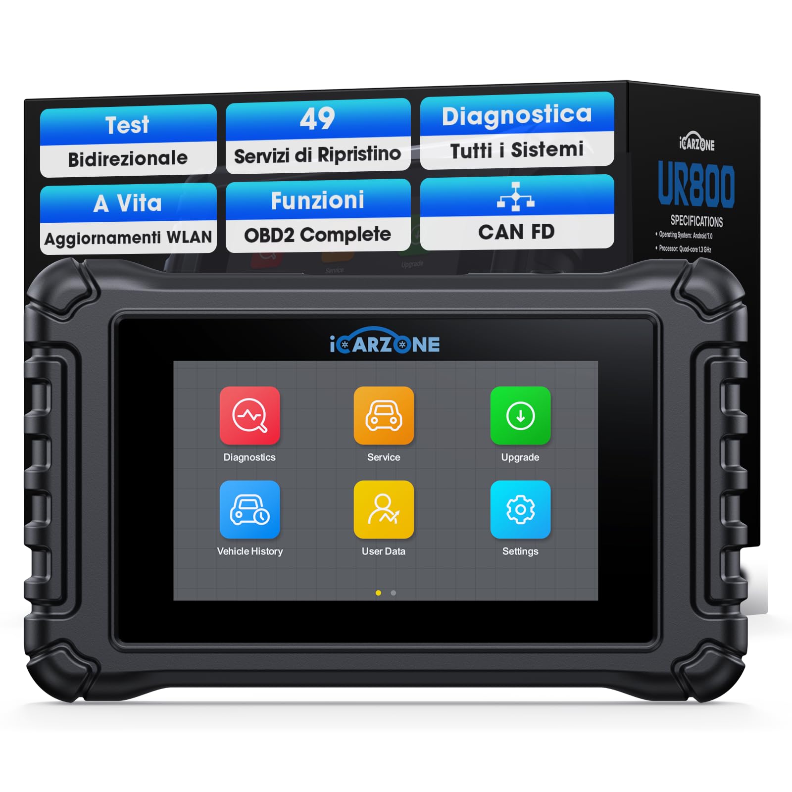 UR800 OBD2 Auto Diagnostica Tutte i Sistemi, 49+36 Extra Ripristino/Test Attivo,Apprendimento TCM/ECM/Albero Motore, Bidirezionale Diagnosi Auto, Codifica ECU per VW/BMW/V.A.G/Auto VIN/CAN FD