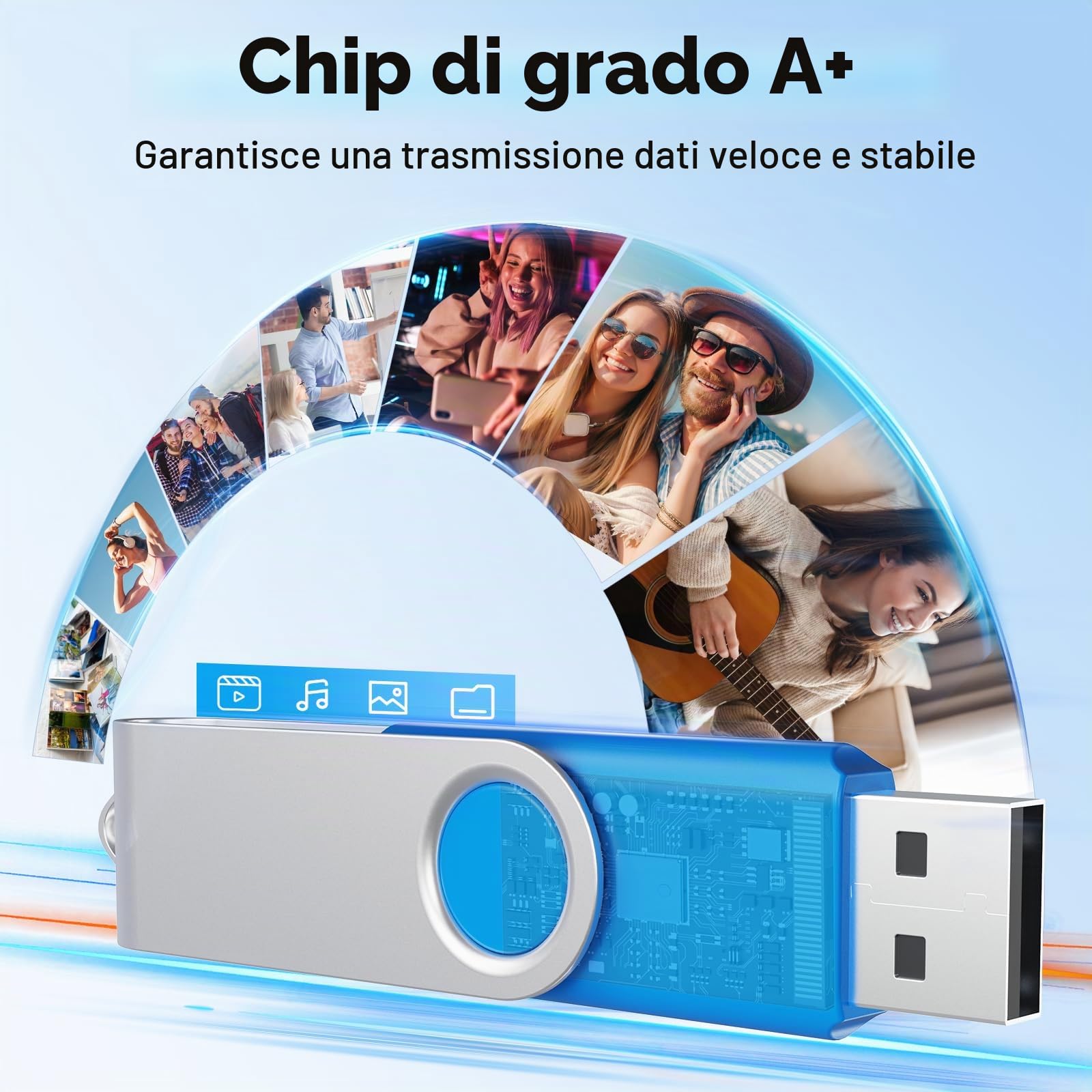 Uflatek Chiavette USB 16GB 10 Pezzi, USB 2.0 Pendrive 16GB, Memoria USB con Design Rotante, Chiavetta USB per PC Laptop TV, Multicolore
