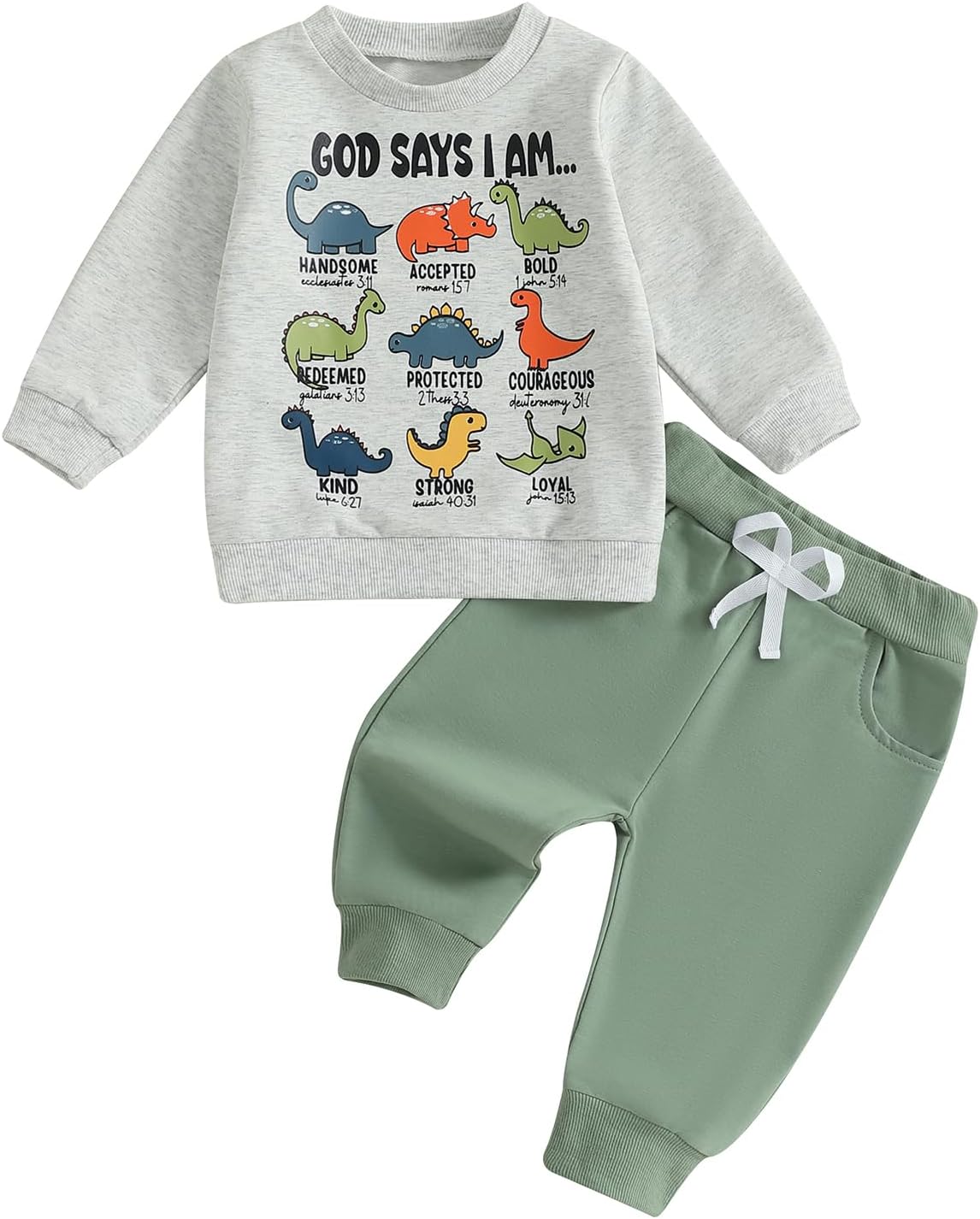 Fernvia Toddler Boy Fall Winter Clothes God Says I Am Long Sleeve Pullover Sweatshirts + Solid Joggers Pants Outfits Set