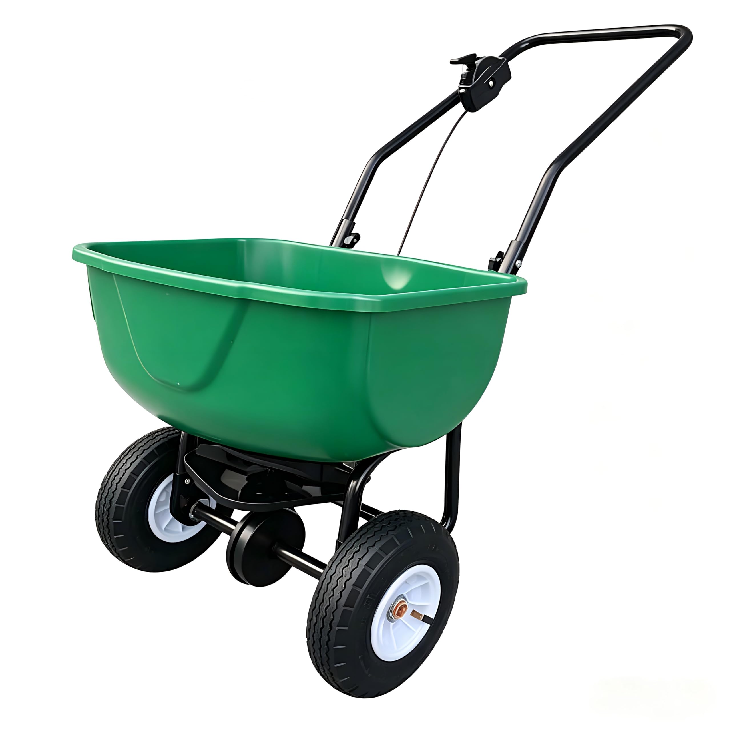 Rotary Spreader, 31.5kg Large Capacity Lawn Spreader for Grass Seed & Fertiliser, Push Broadcast Spreader with 20cm All-Terrain Pneumatic Tyres, 15-Level Adjustable Flow Rate for Grit Salt Weed Killer