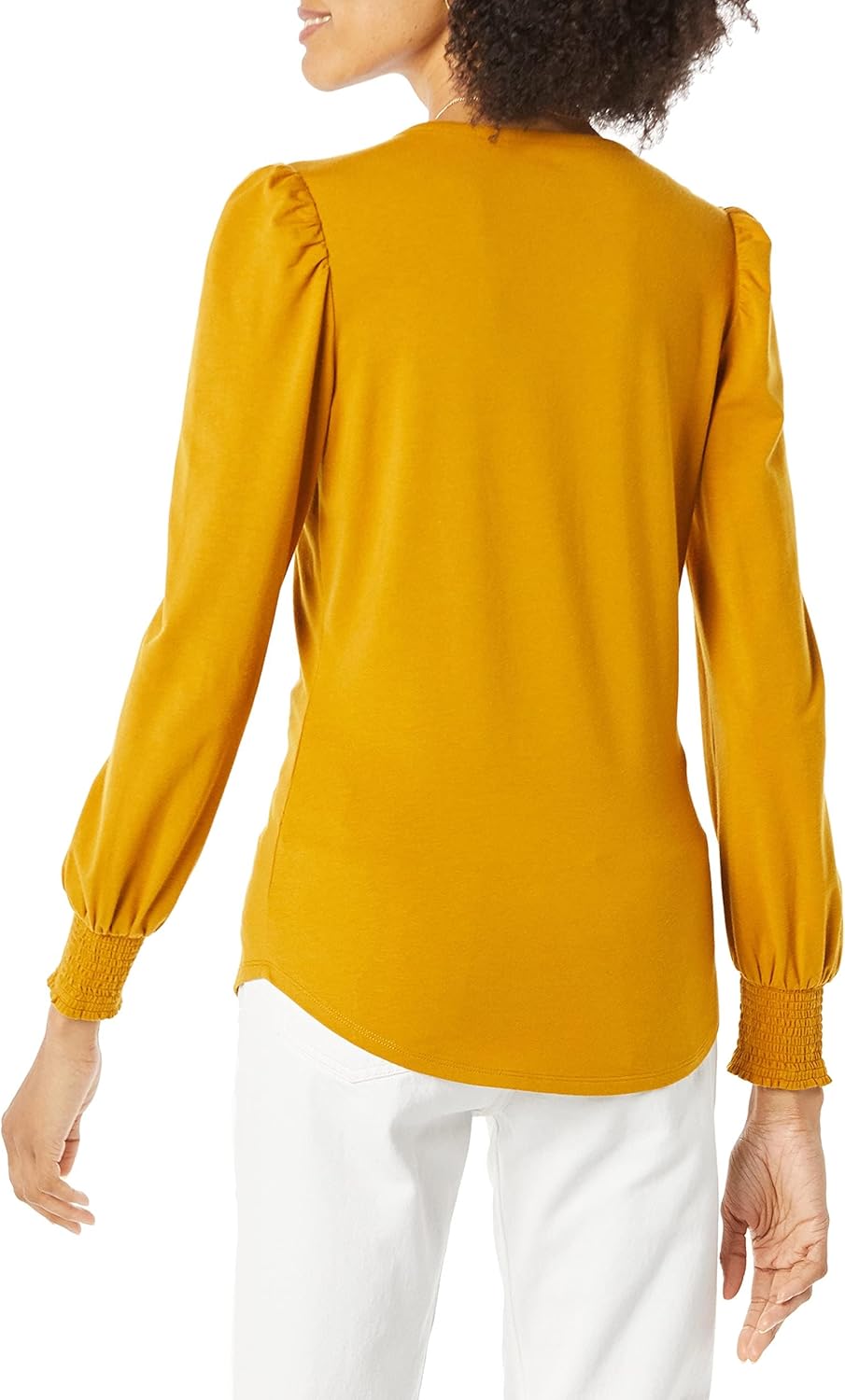 Amazon Essentials Women's Long-Sleeve Crewneck Smocked Cuff T-Shirt - Image 3