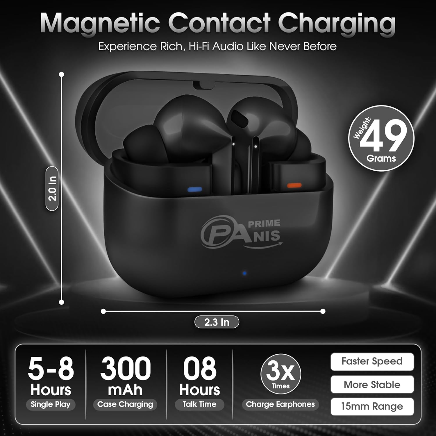 Buds3 Pro TWS Wireless Earbuds, Bluetooth v5.4 Headphones, HiFi Stereo Deep Bass,USB-C | iOS/Android Compatible Earphones (Black)