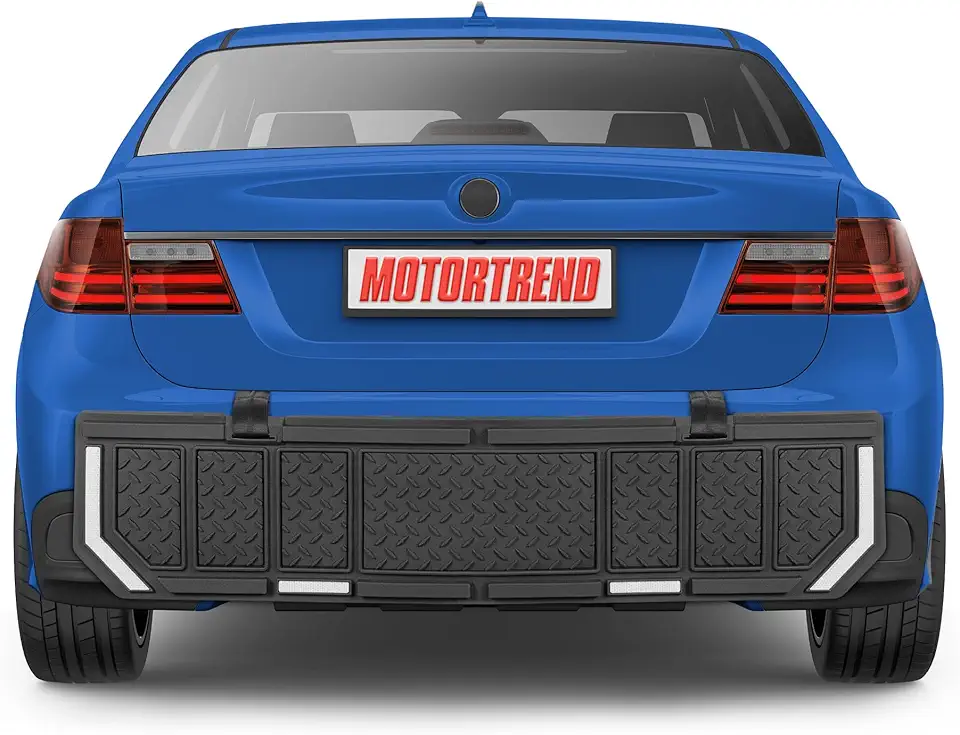 Motor Trend Bumper Guard for Cars - Heavy-Duty Rear Car Bumper Protector for Parked Vehicles, High Intensity Reflector for Nighttime Visibility, Easy to Install for Cars and Small SUV's
