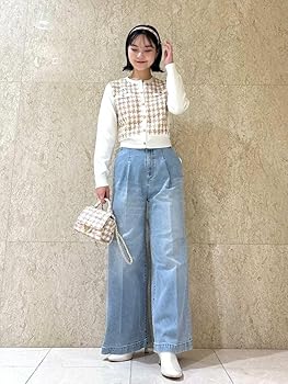 Amazon | [セルフォード] ツィードドッキングニットカーディガン