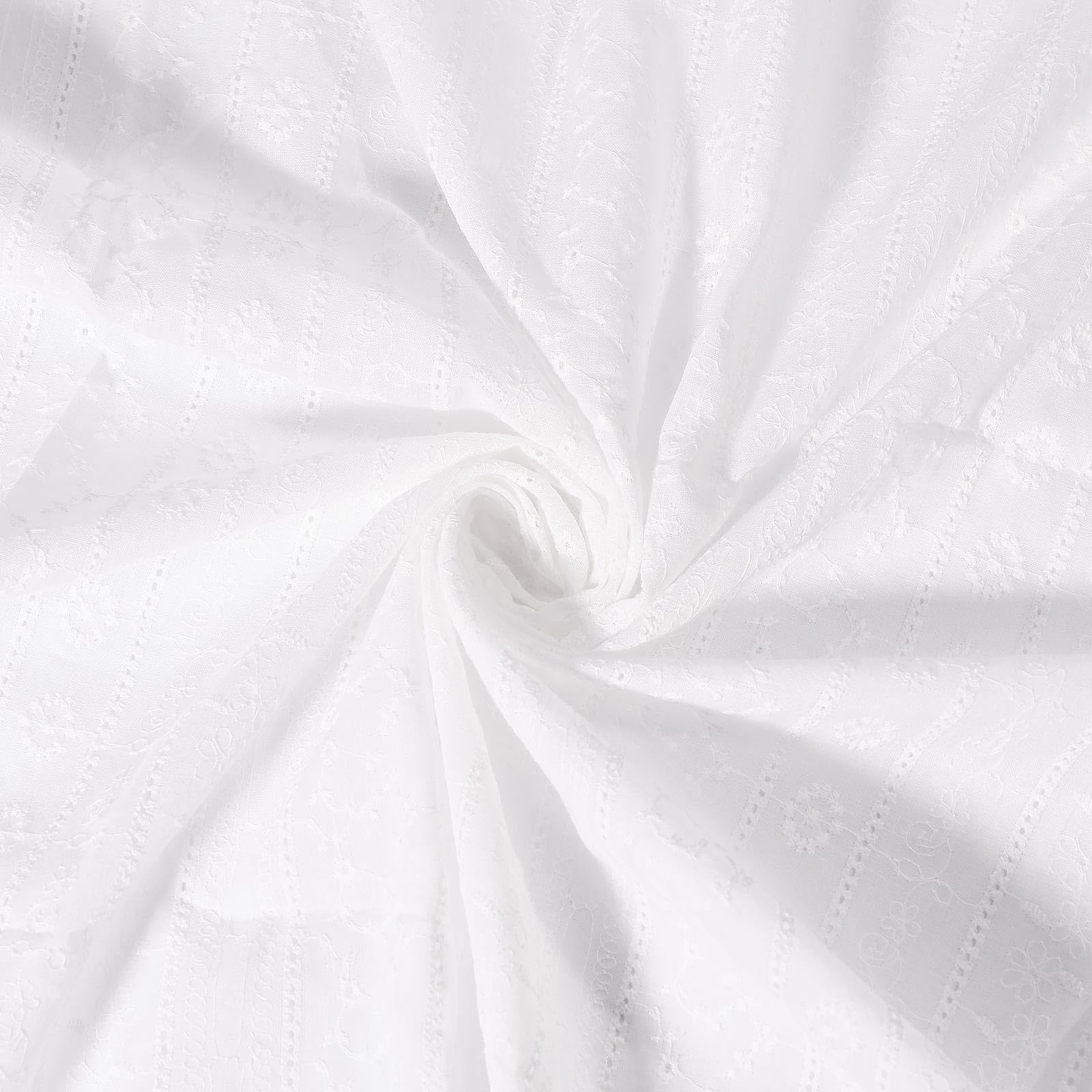 CONCHLERY 1 Yard Flower Cotton Lace Fabric Embroidery Lace Fabric Cotton Fabric by Yard Clothing Accessories for DIY Sewing Crafts Supplies Making Docer Costume Dressmaking, White