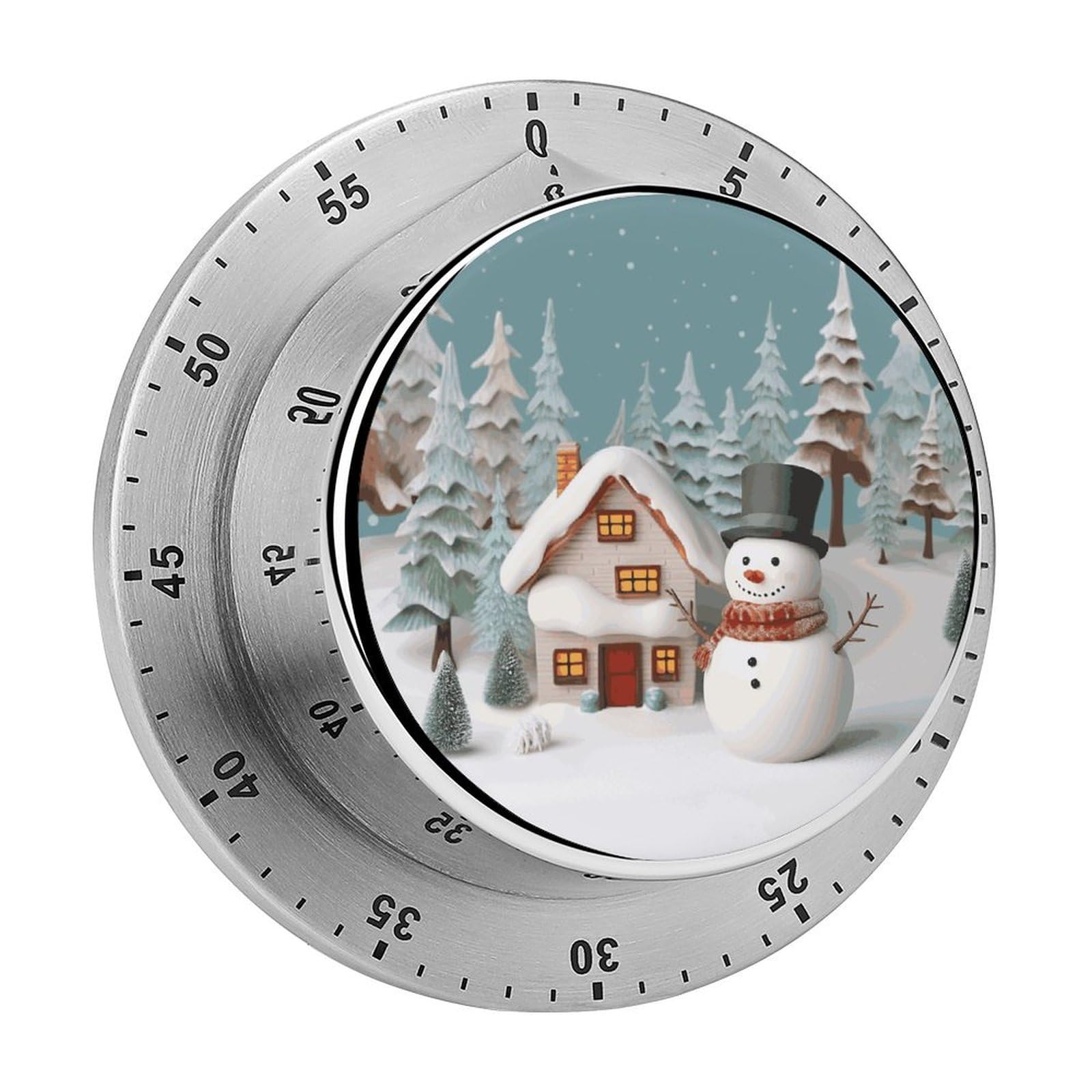 Adfgyerh Style Snowman And Village Timer For Cooking, Kitchen Timer Magnetic No Batteries Required, Mechanical Timer With Loud Alarm, For Fitness Baking Exercise Oven